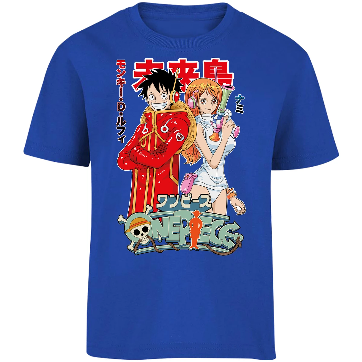 Playera One Piece Luffy Y Nami Egghead para Niño 6