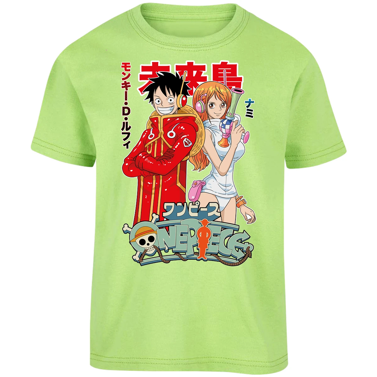 Playera One Piece Luffy Y Nami Egghead para Niño 7