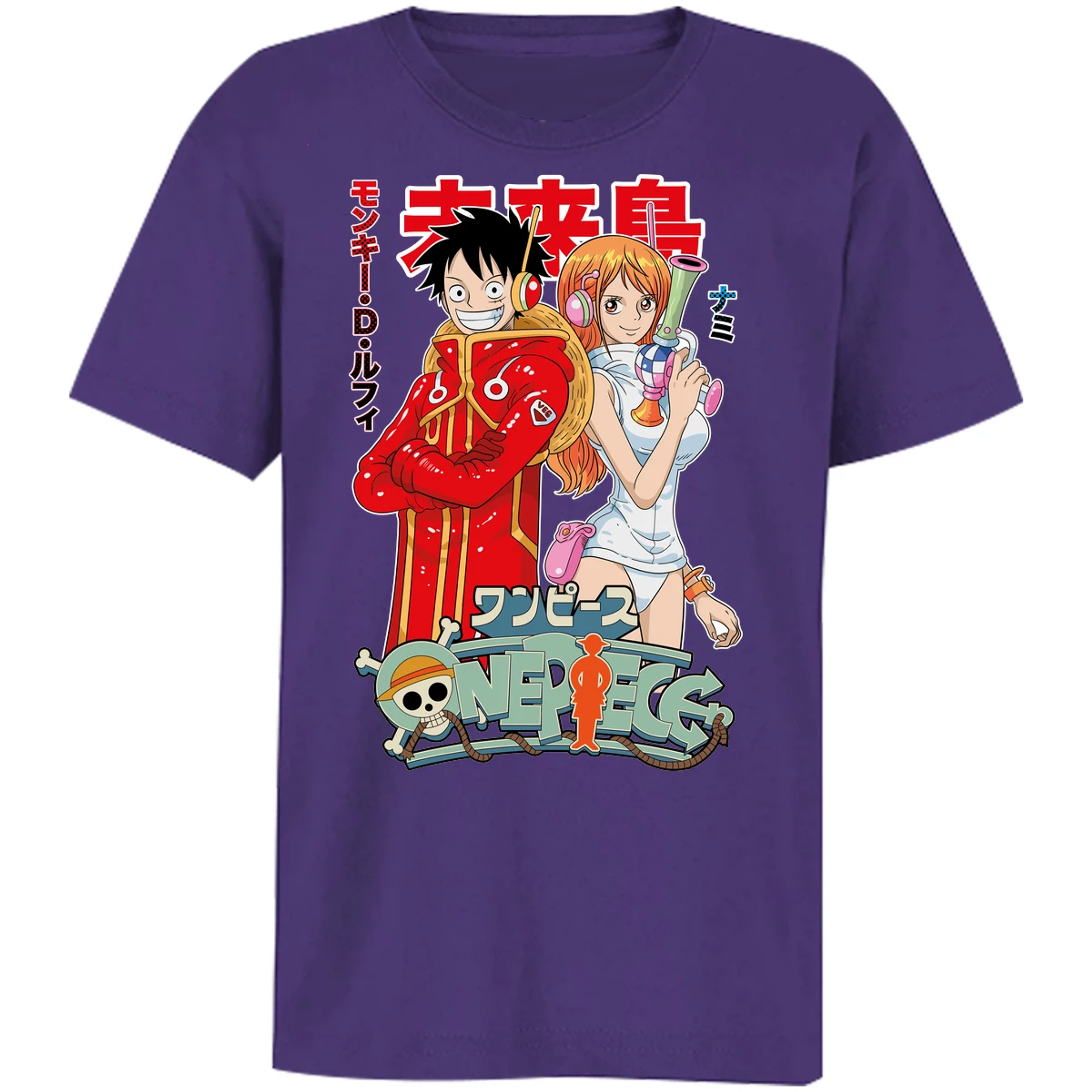 Playera One Piece Luffy Y Nami Egghead para Niño 8