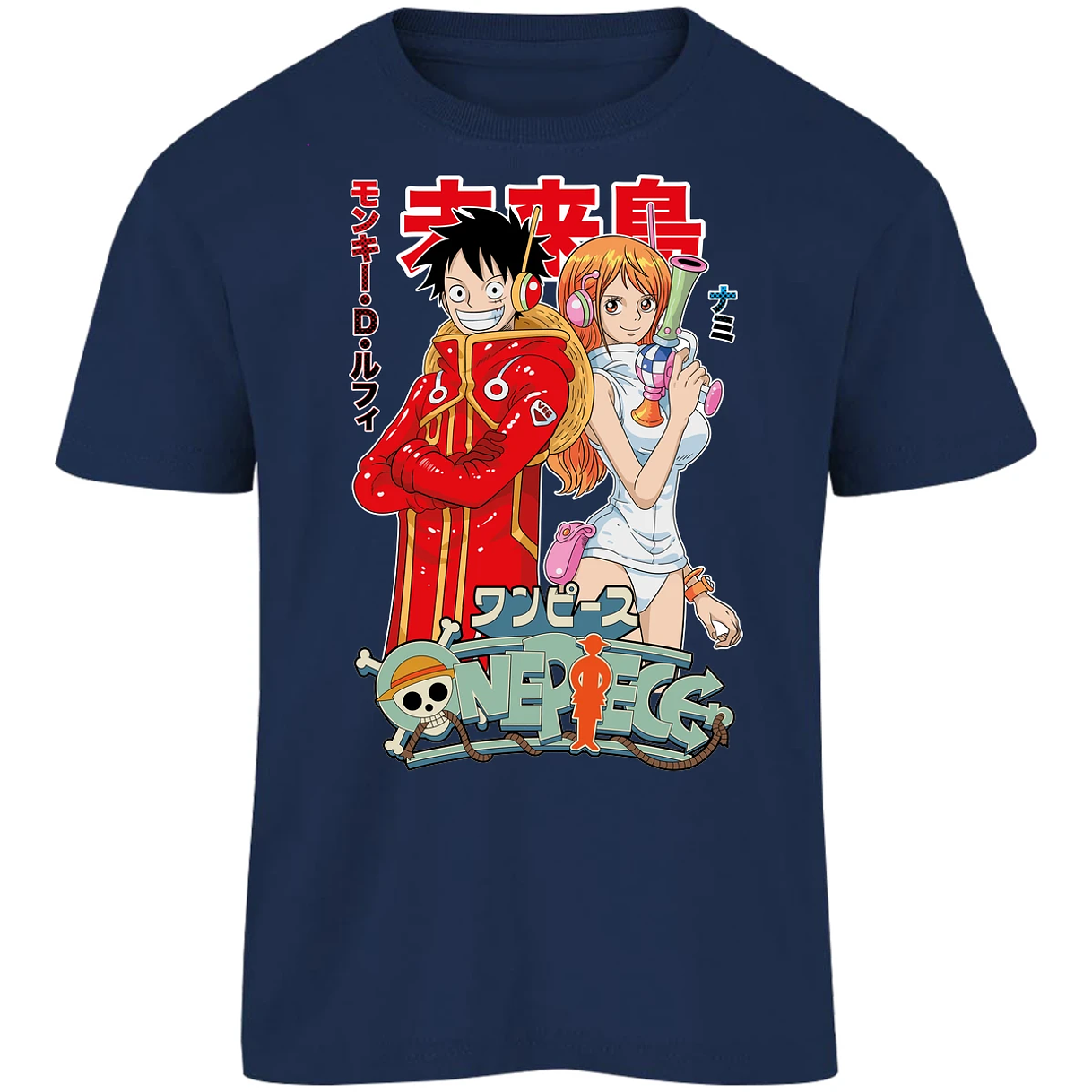 Playera One Piece Luffy Y Nami Egghead para Niño 12