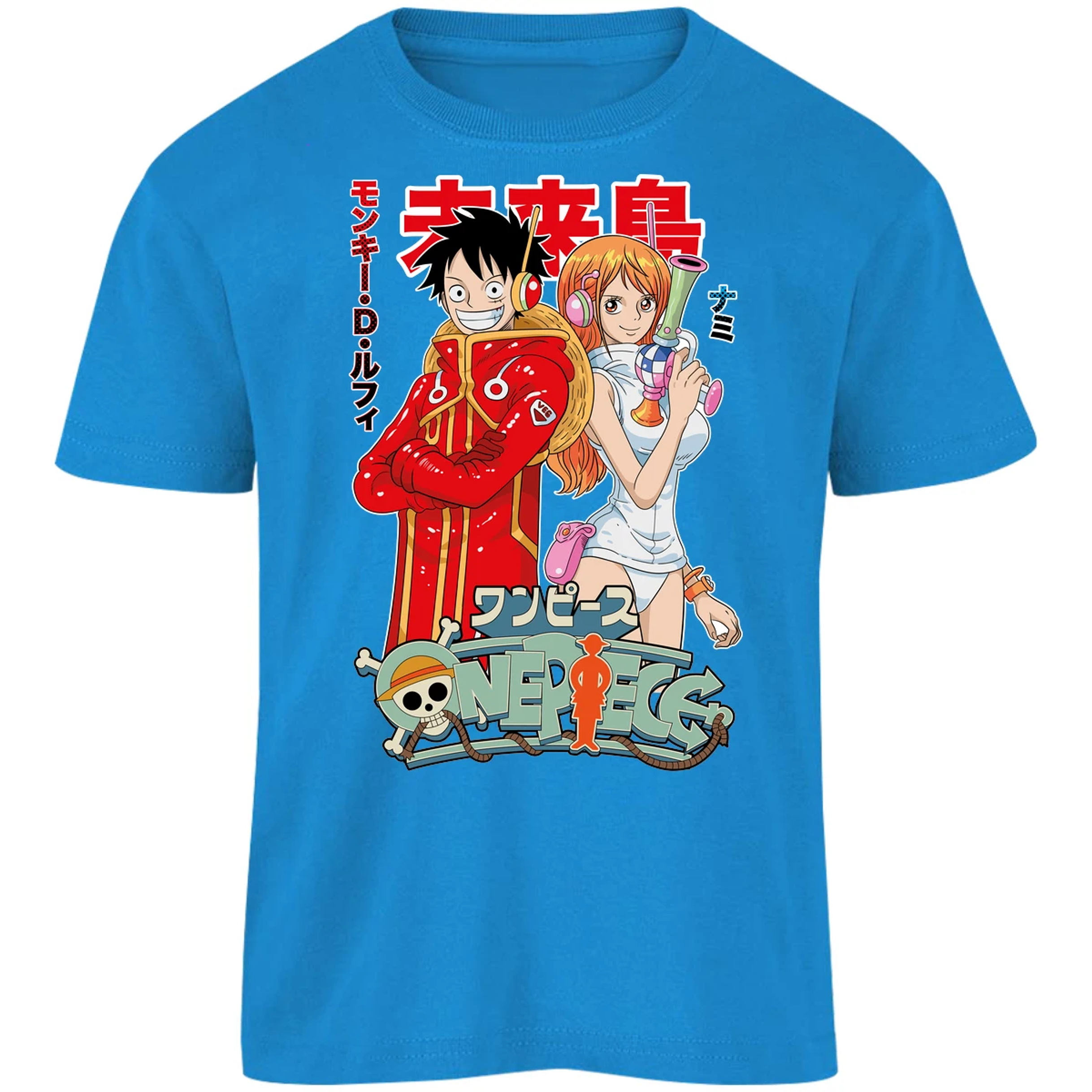 Playera One Piece Luffy Y Nami Egghead para Niño 13