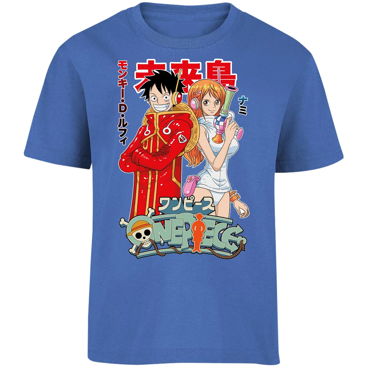Playera One Piece Luffy Y Nami Egghead para Niño 14