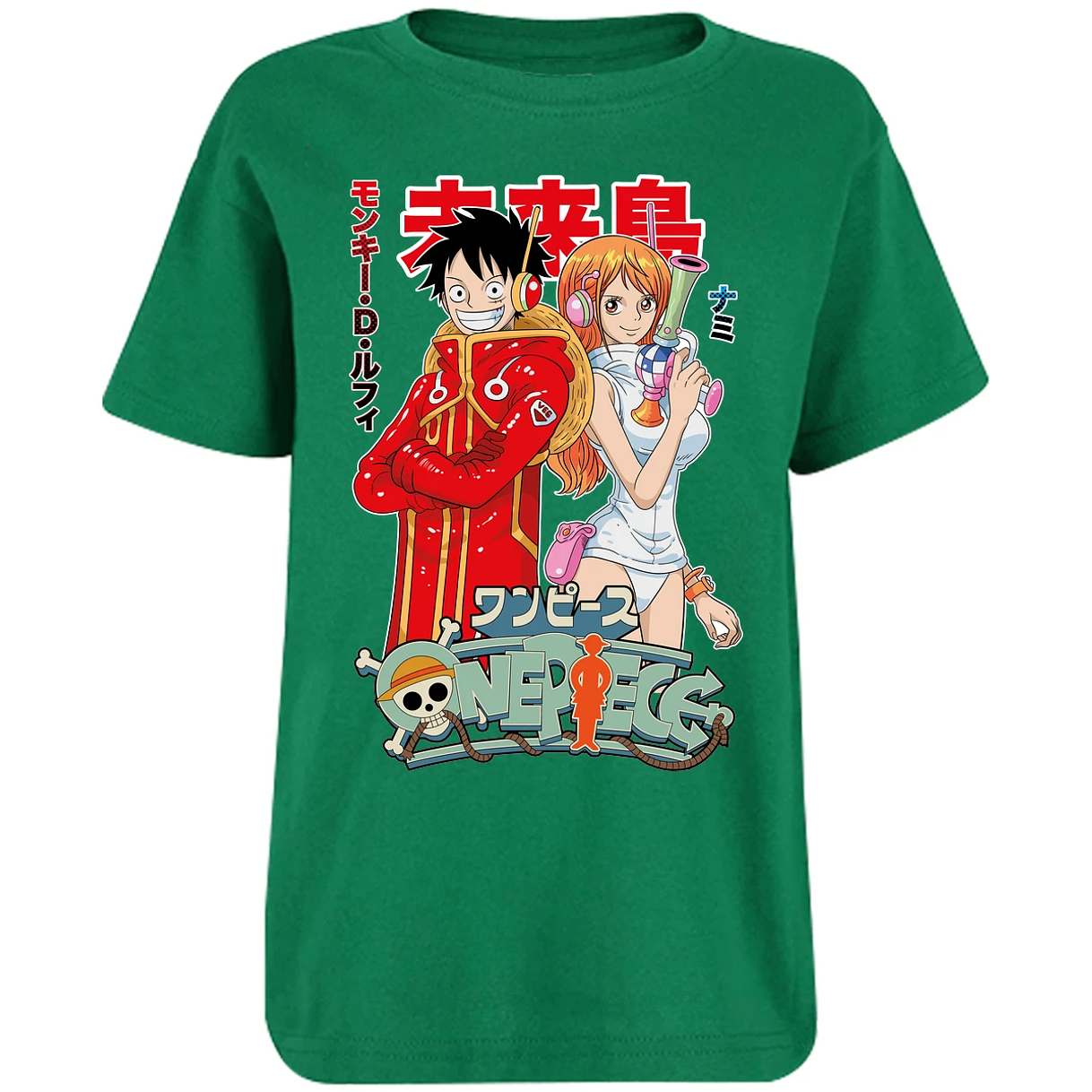Playera One Piece Luffy Y Nami Egghead para Niño 15
