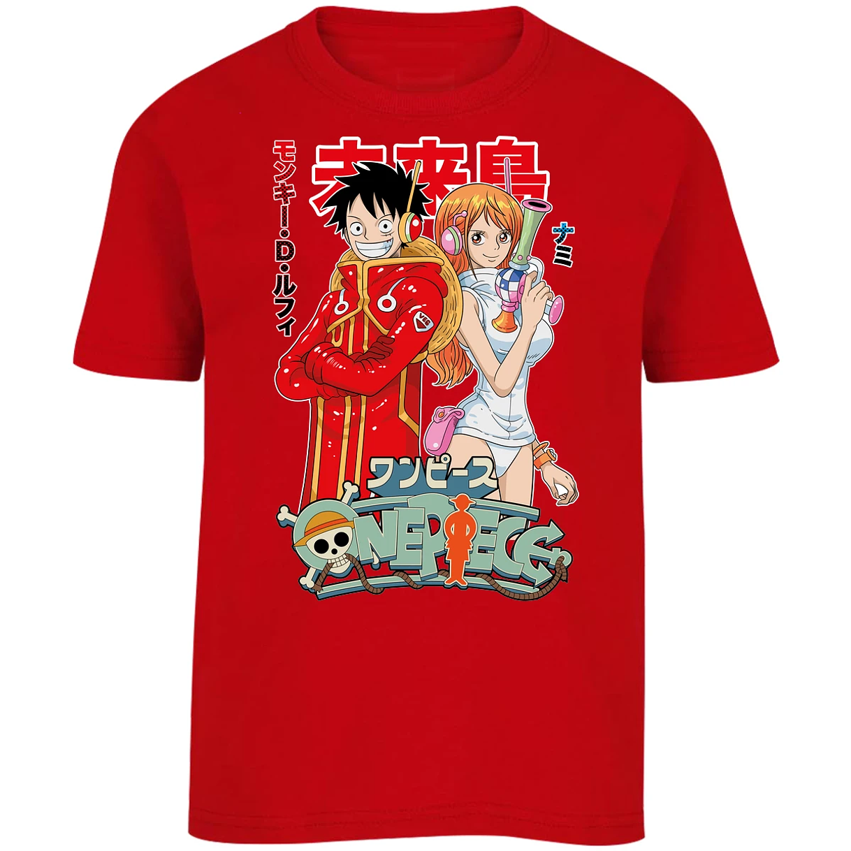 Playera One Piece Luffy Y Nami Egghead para Niño 17