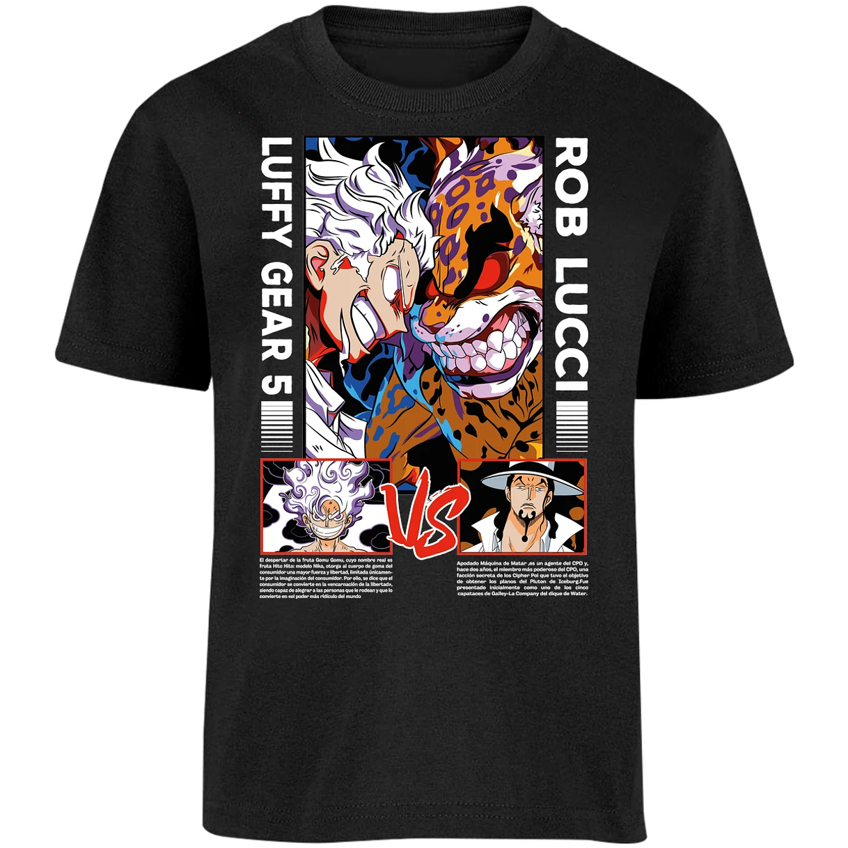 Playera One Piece Luffy Vs Rob Lucci para Niño 34