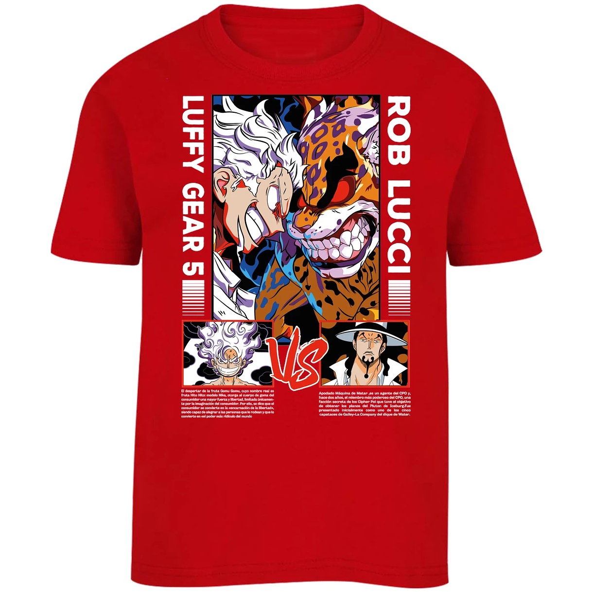 Playera One Piece Luffy Vs Rob Lucci para Niño 14