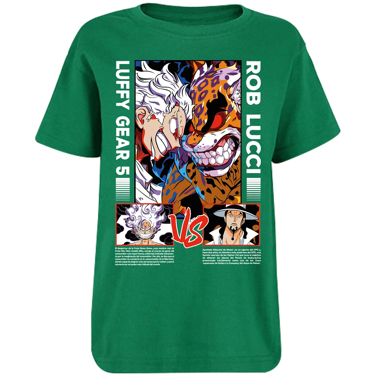 Playera One Piece Luffy Vs Rob Lucci para Niño 32