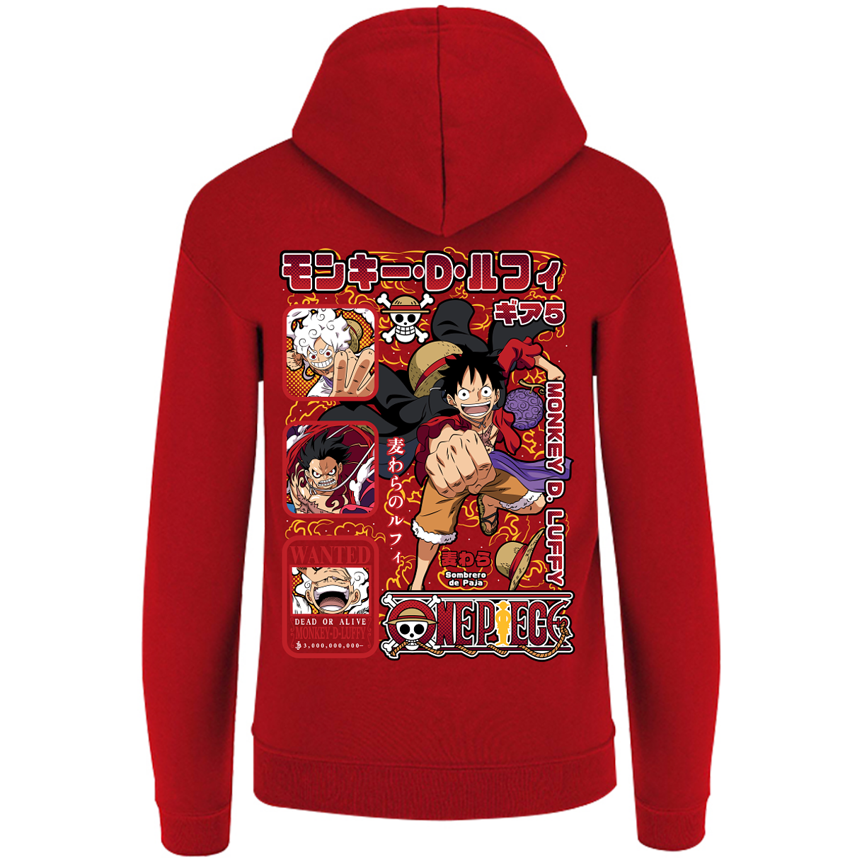 Sudadera capucha cierre Monkey D Luffy one piece adulto-unisex 3