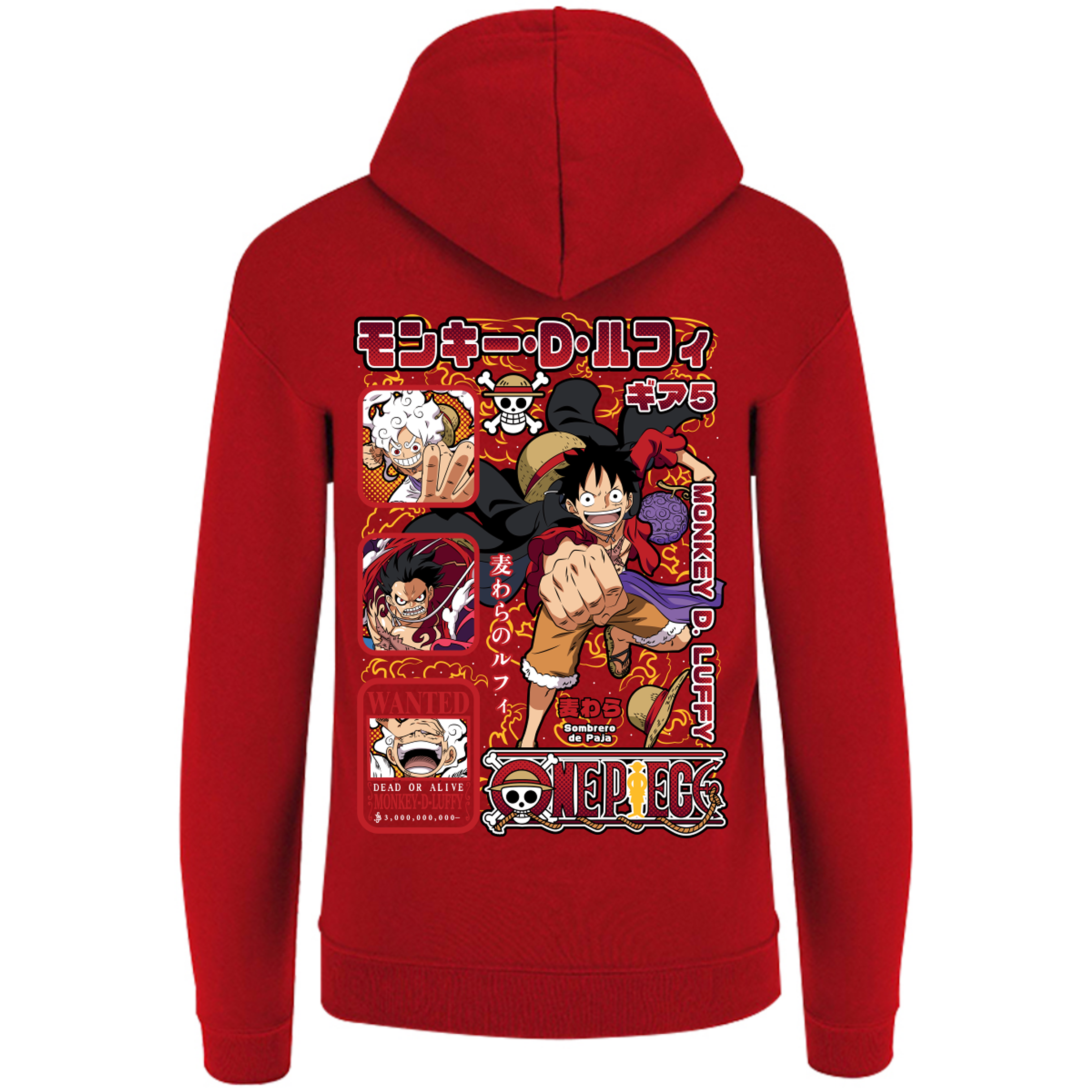 Sudadera capucha cierre Monkey D Luffy one piece adulto-unisex 3