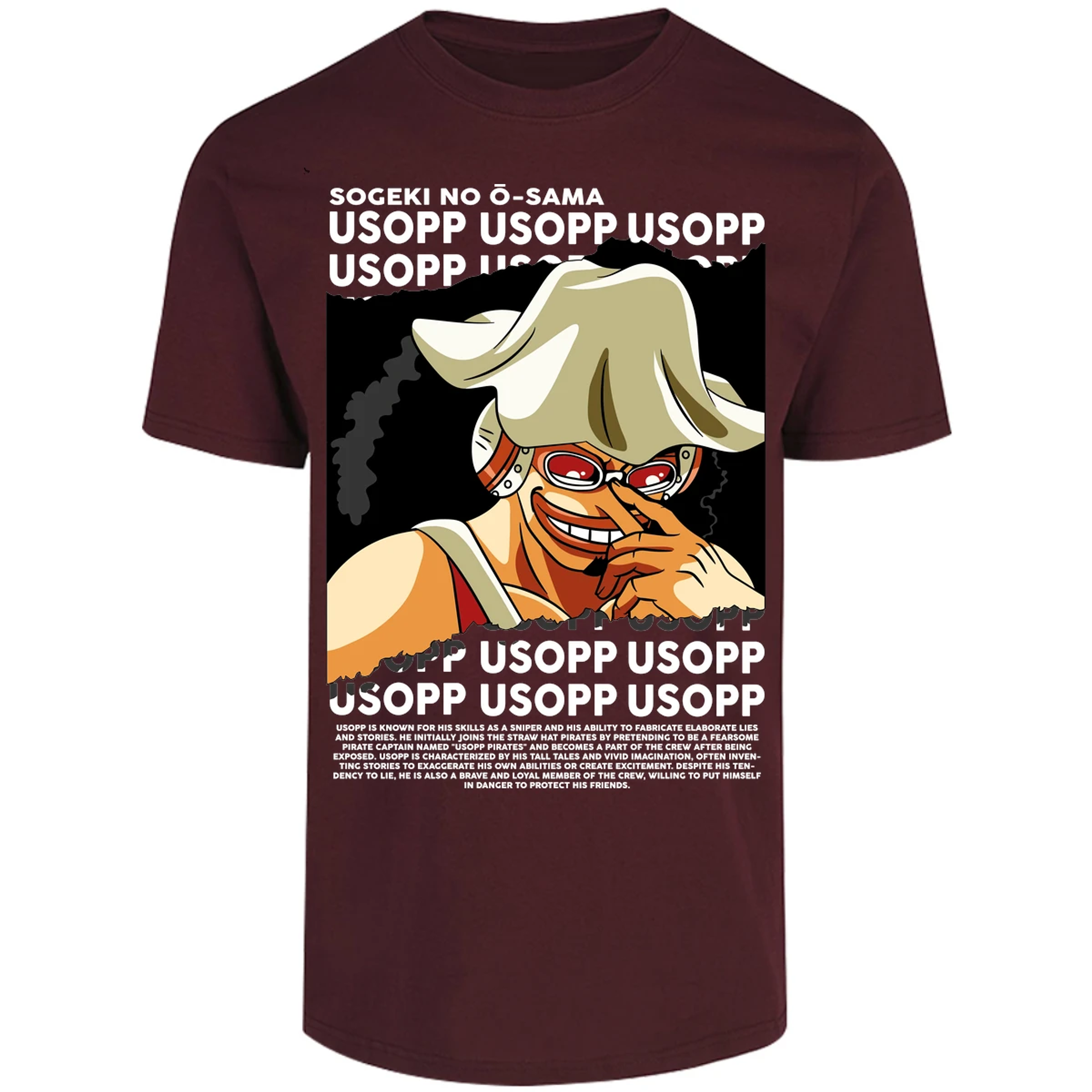Playera One Piece Usopp Text para Adulto 28