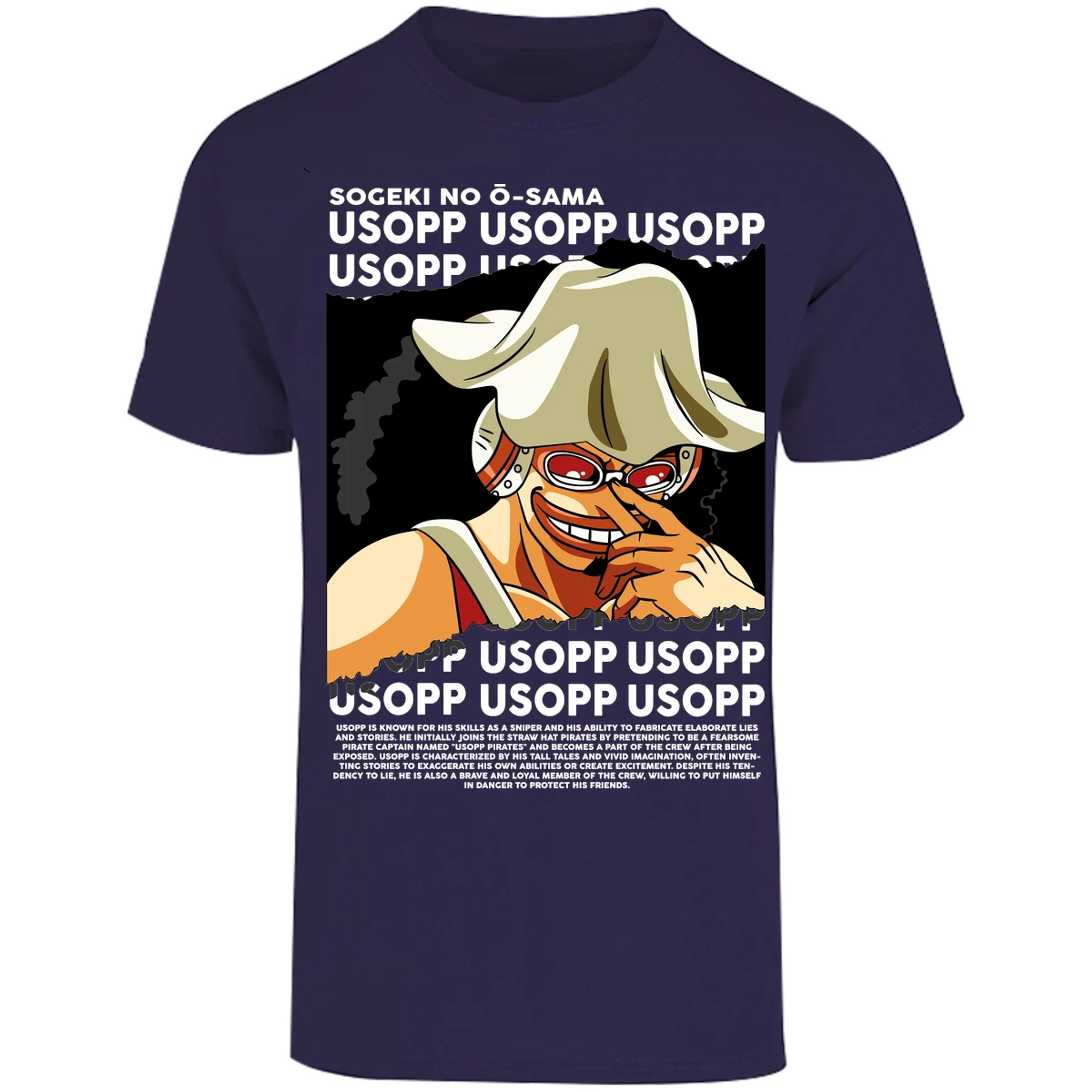 Playera One Piece Usopp Text para Adulto 49