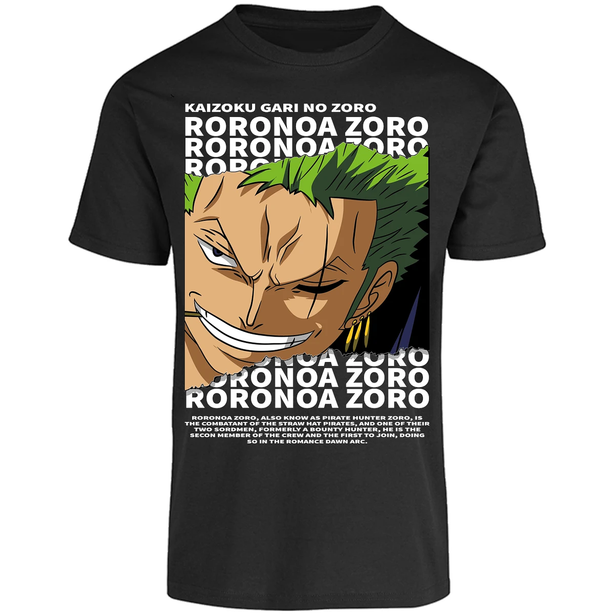 Playera One Piece Zoro Text para Adulto 50