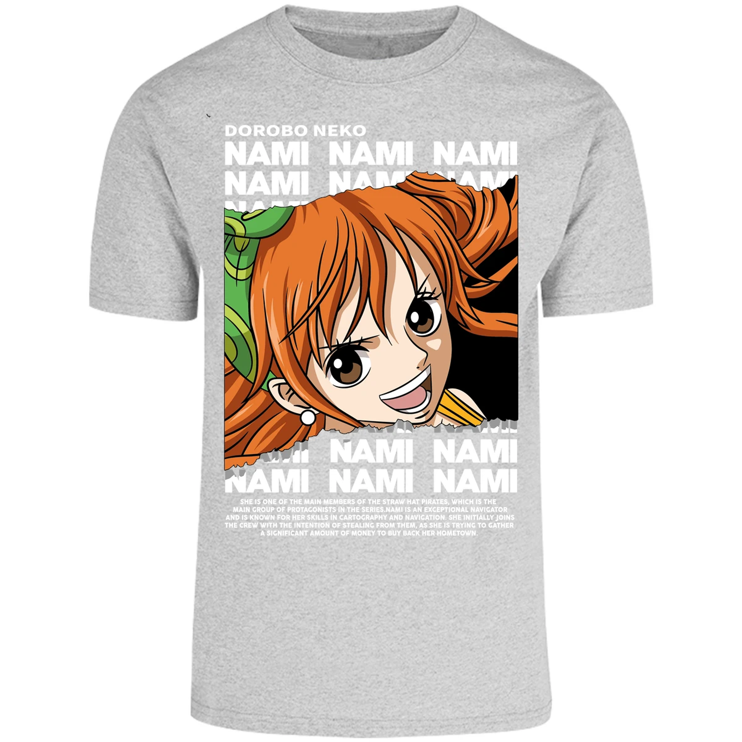Playera One Piece Nami Text para Adulto 3