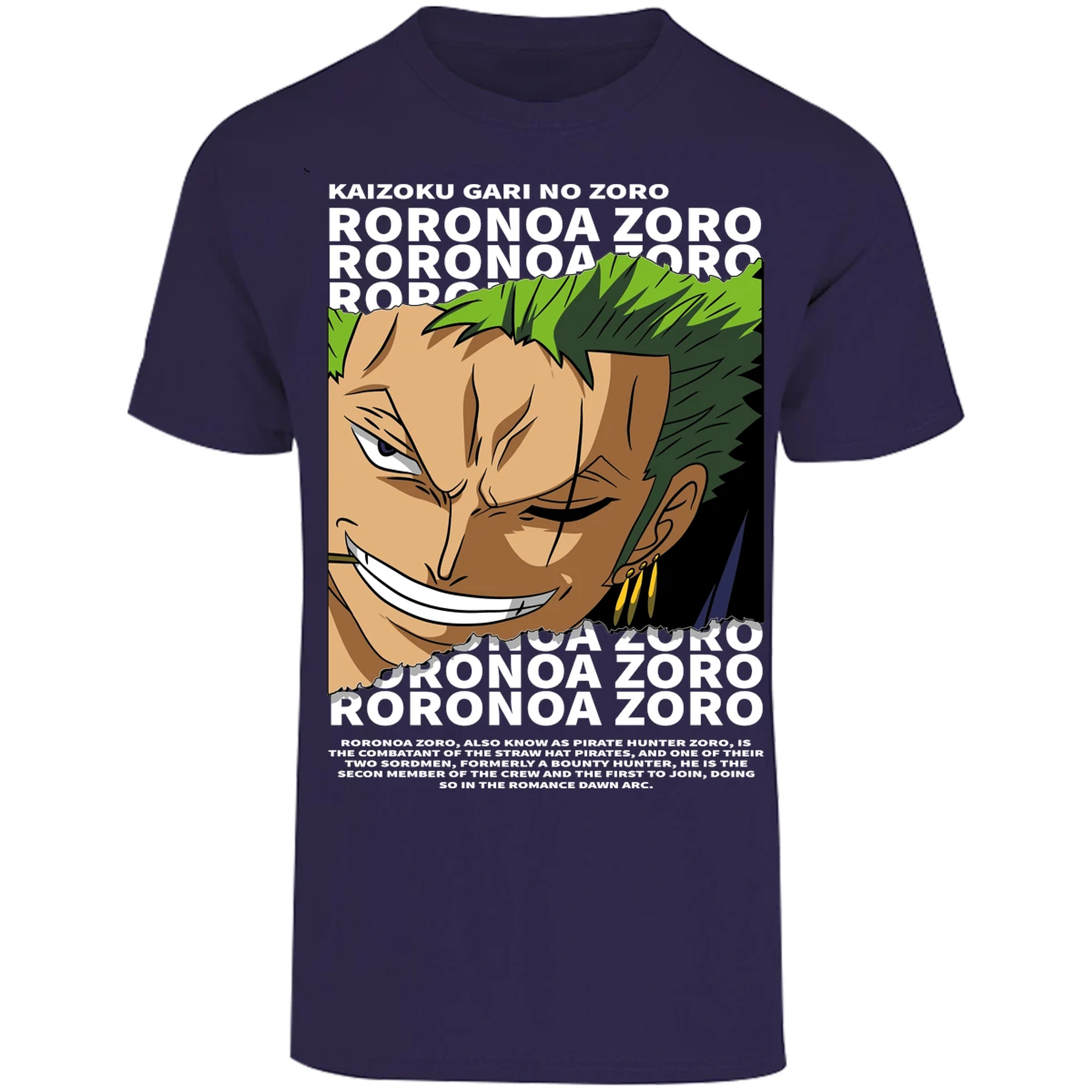 Playera One Piece Zoro Text para Adulto 27