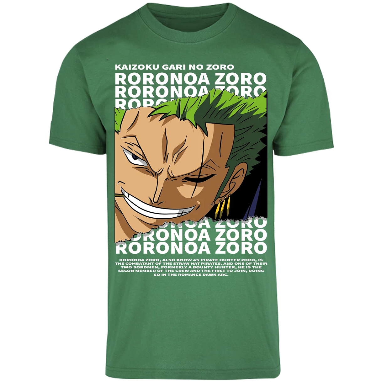 Playera One Piece Zoro Text para Adulto 38