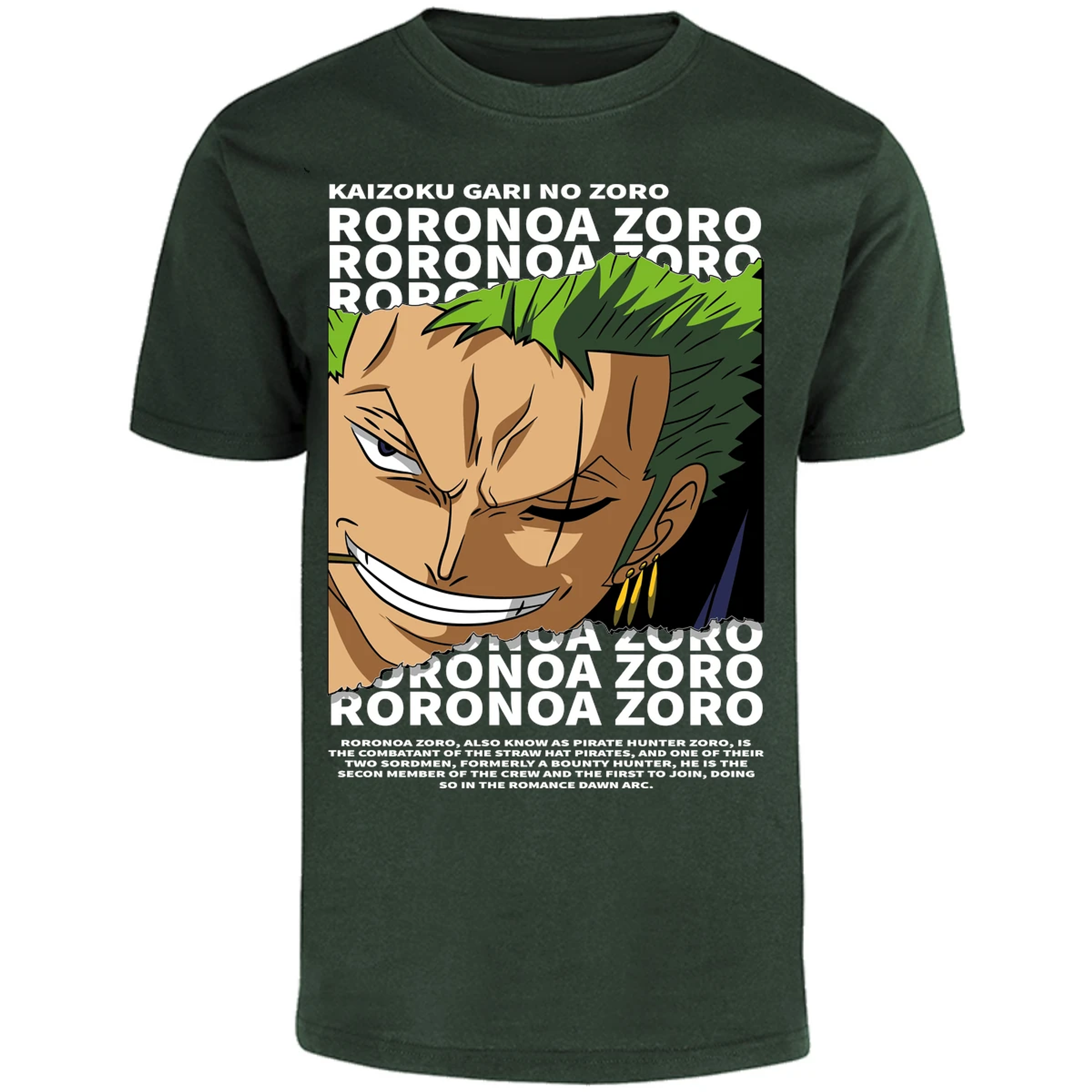 Playera One Piece Zoro Text para Adulto 18
