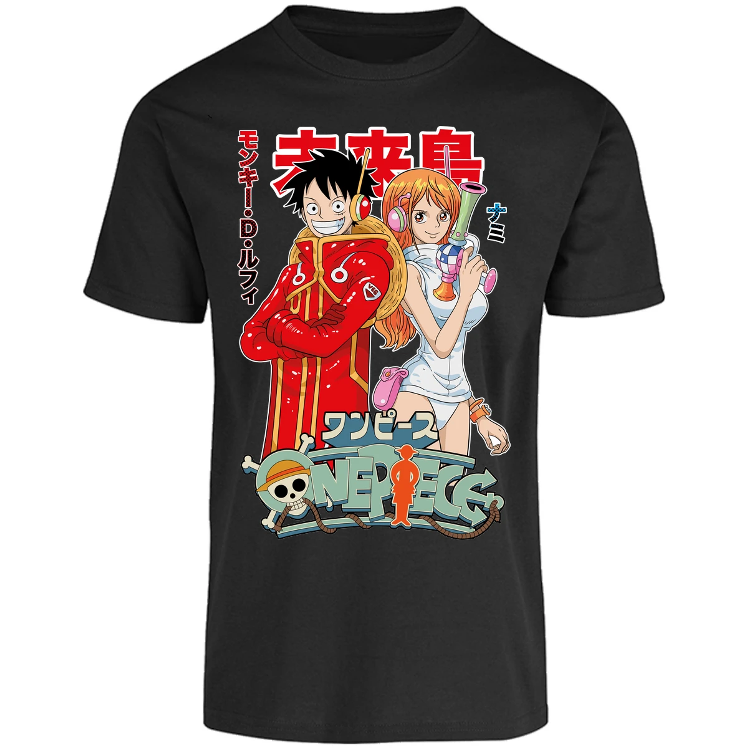 Playera One Piece Luffy Y Nami Egghead para Adulto 50