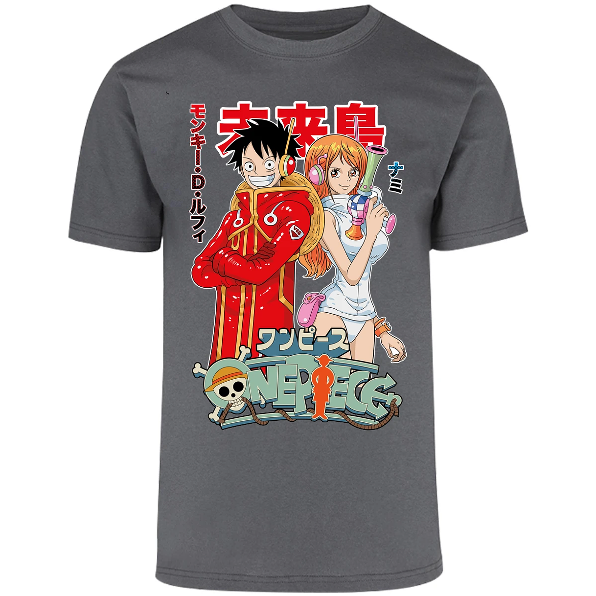 Playera One Piece Luffy Y Nami Egghead para Adulto 30