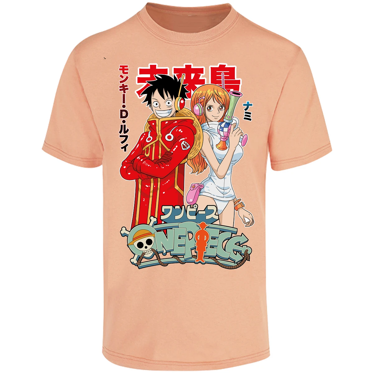 Playera One Piece Luffy Y Nami Egghead para Adulto 28