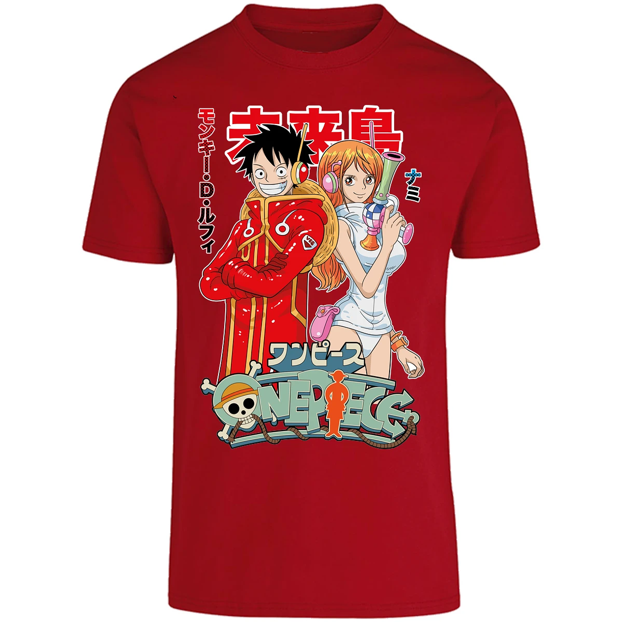 Playera One Piece Luffy Y Nami Egghead para Adulto 26
