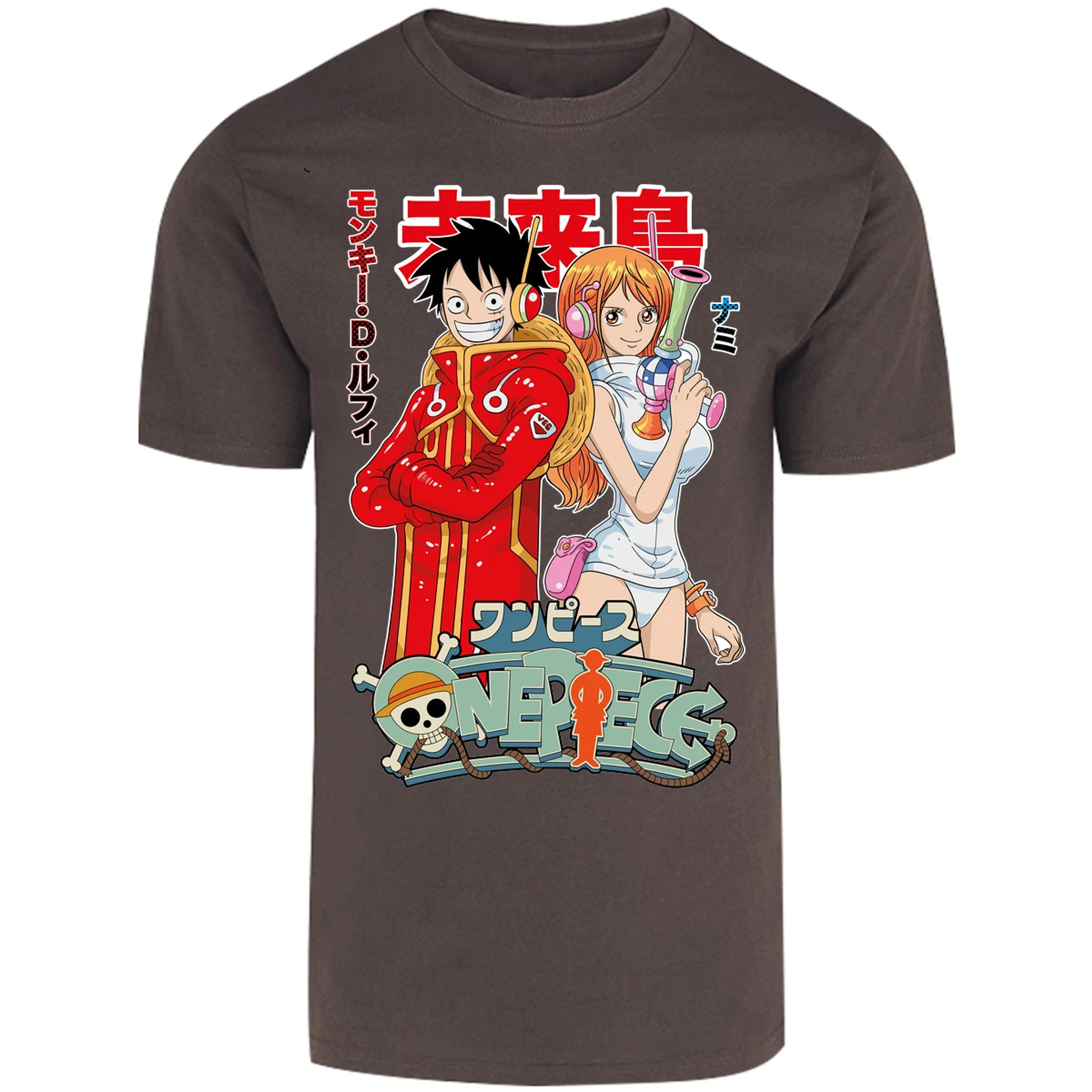 Playera One Piece Luffy Y Nami Egghead para Adulto 43