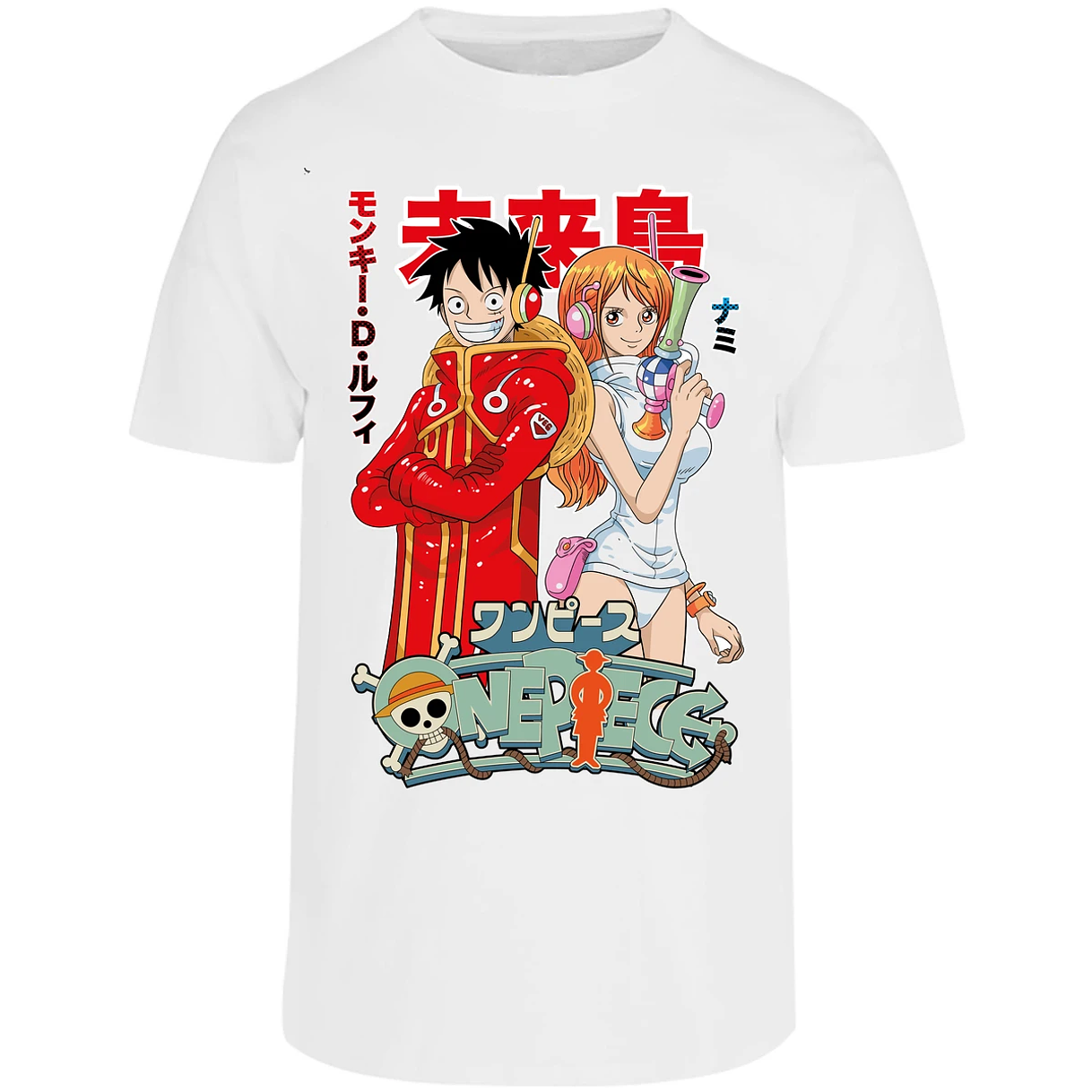 Playera One Piece Luffy Y Nami Egghead para Adulto 20