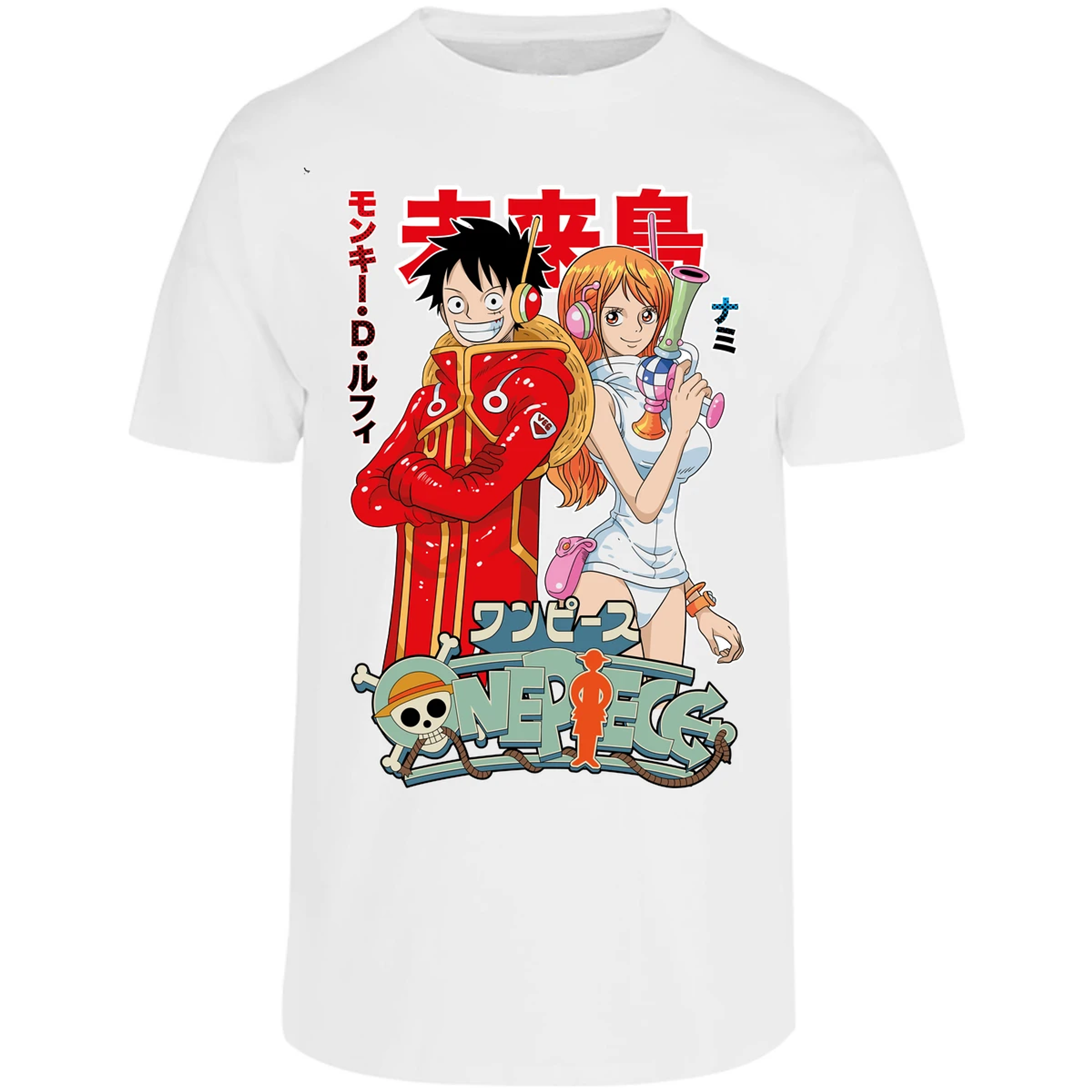 Playera One Piece Luffy Y Nami Egghead para Adulto 20