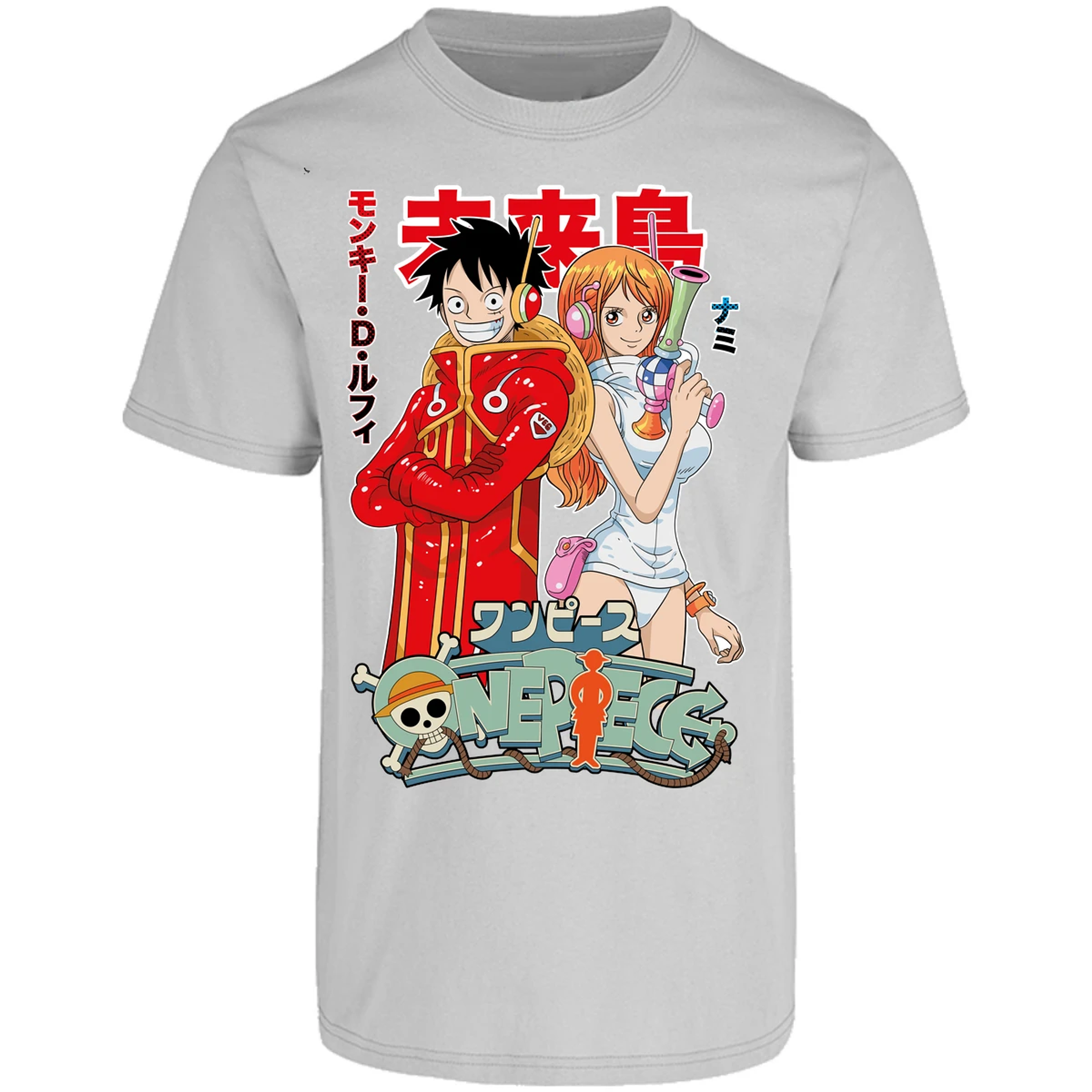 Playera One Piece Luffy Y Nami Egghead para Adulto 32