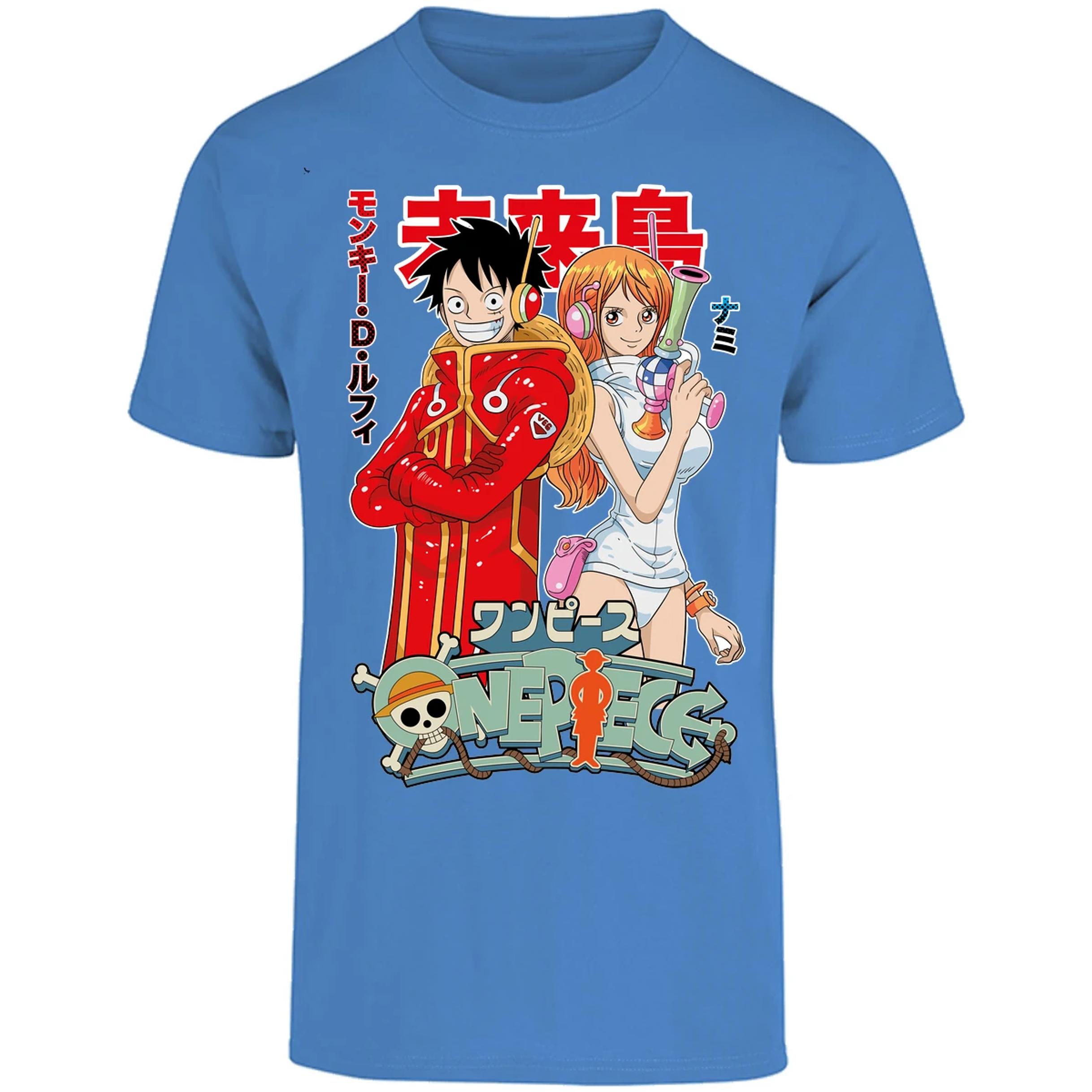 Playera One Piece Luffy Y Nami Egghead para Adulto 8