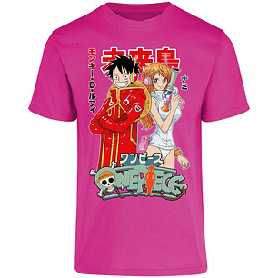 Playera One Piece Luffy Y Nami Egghead para Adulto