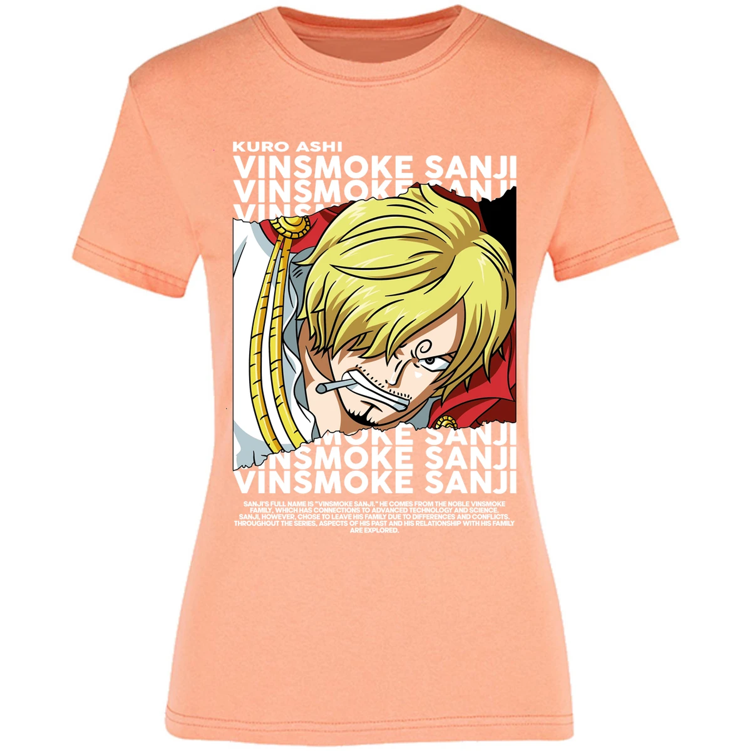 Blusa One Piece Sanji Text Blusa para Mujer 5