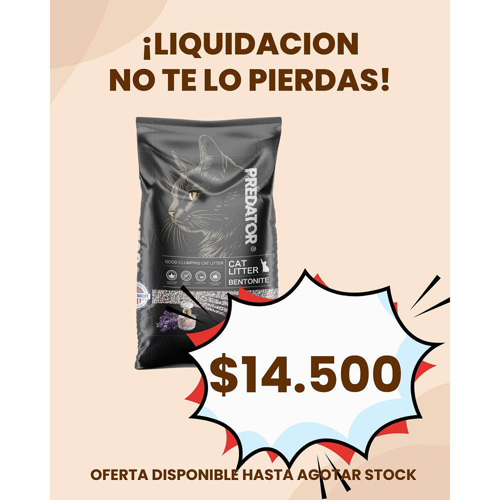 LIQUIDACION ARENA SANITARIA AGLUTINANTE LAVANDA 20 -40 KILOS