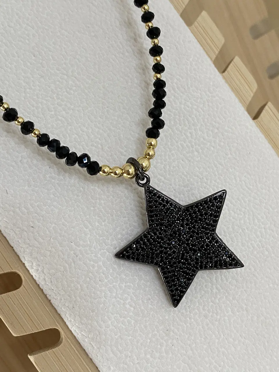 Collar Estrella Black piedras facetadas  3