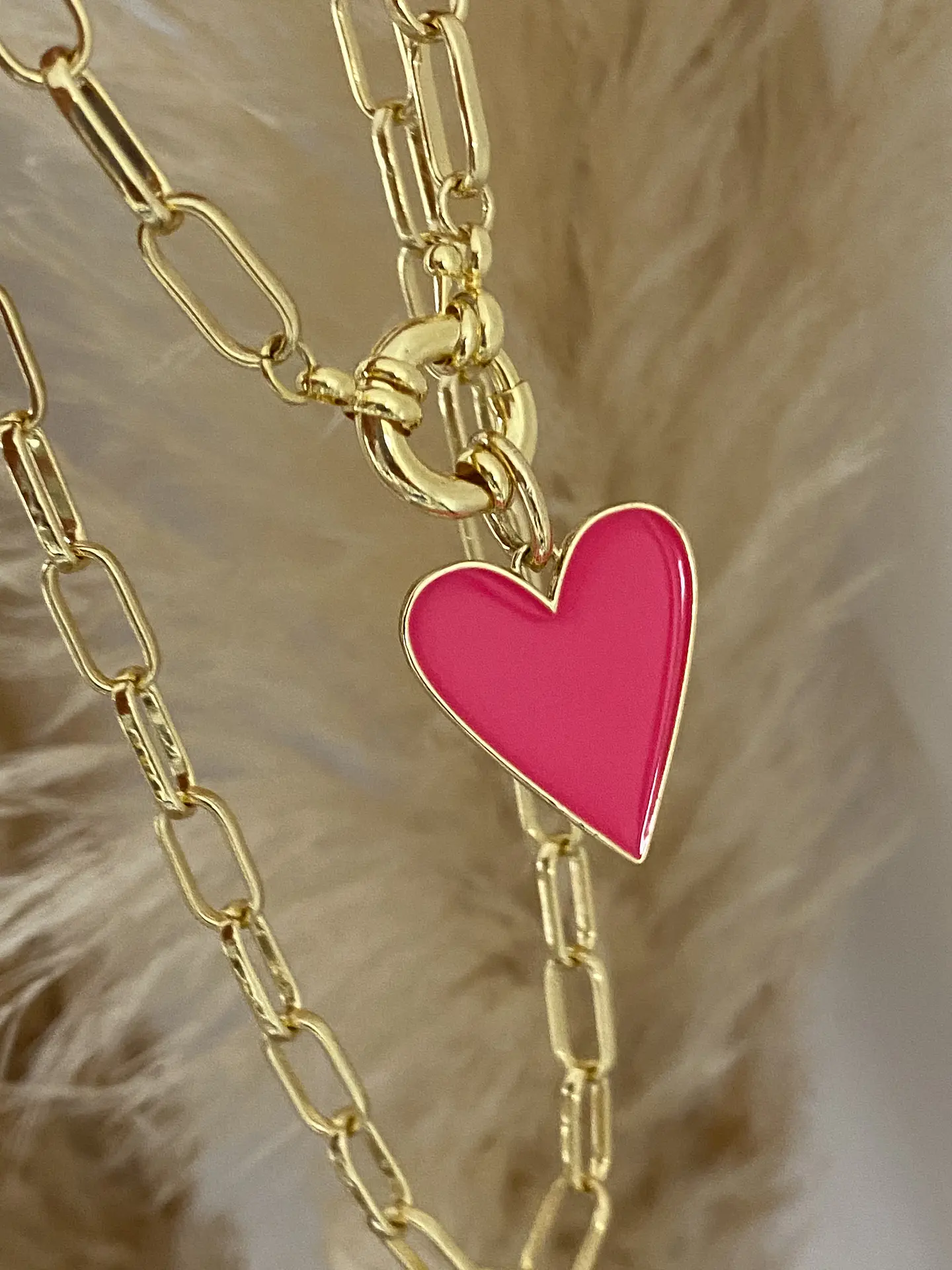 Collar Corazón Fucsia Esmaltado 1