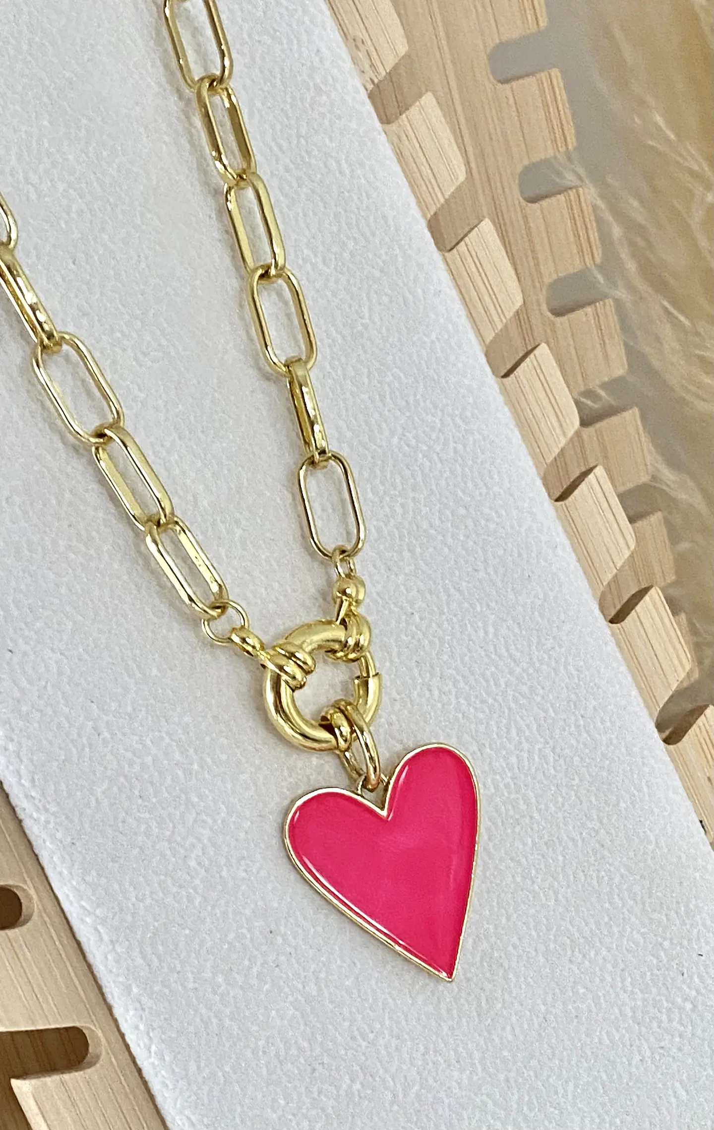 Collar Corazón Fucsia Esmaltado 2