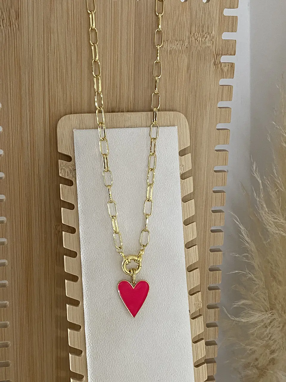 Collar Corazón Fucsia Esmaltado 3
