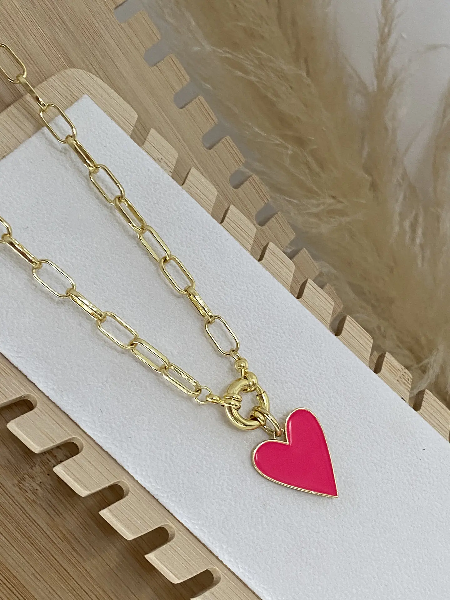 Collar Corazón Fucsia Esmaltado 4