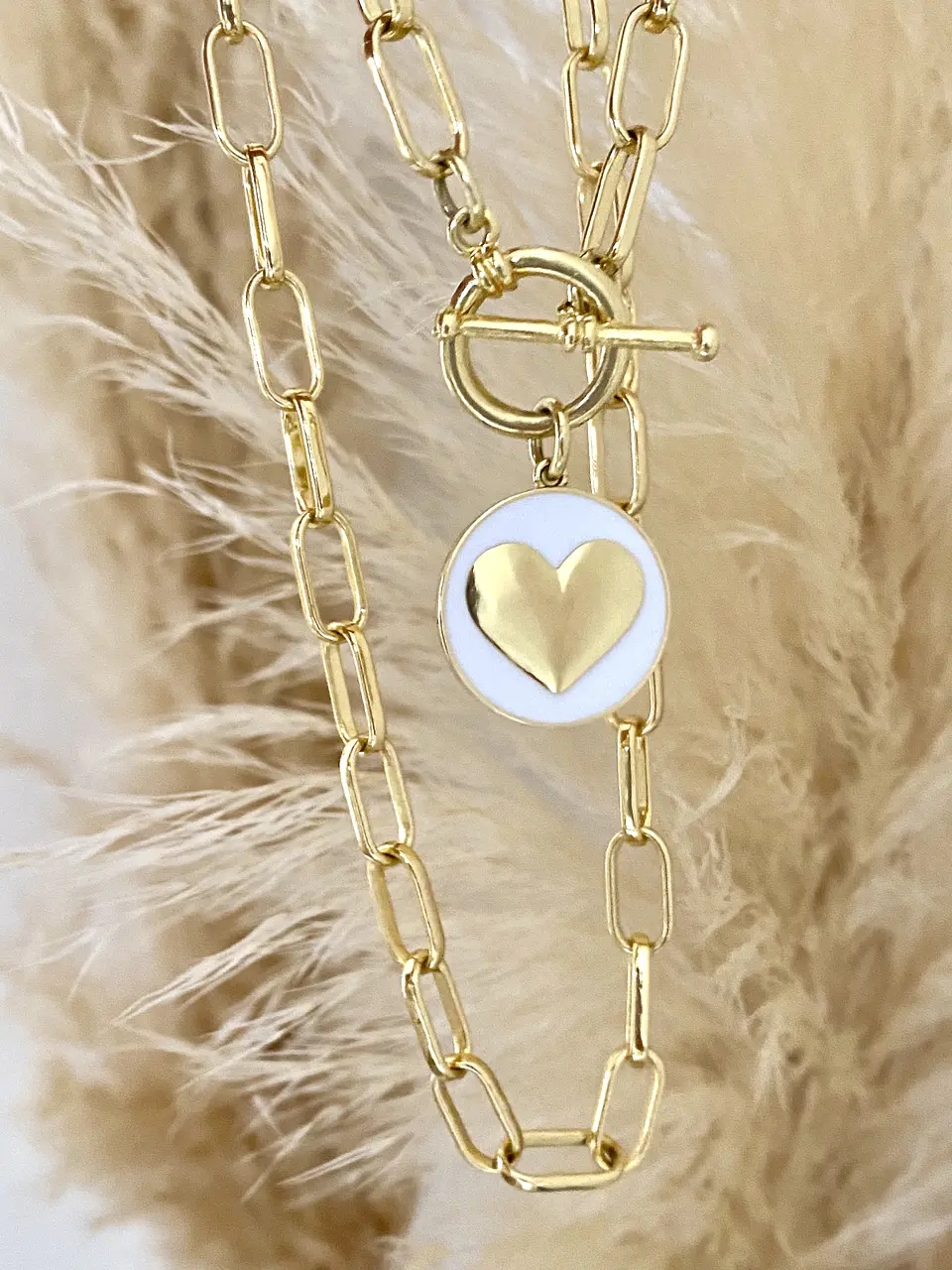 Collar  medalla Corazón Blanca  1