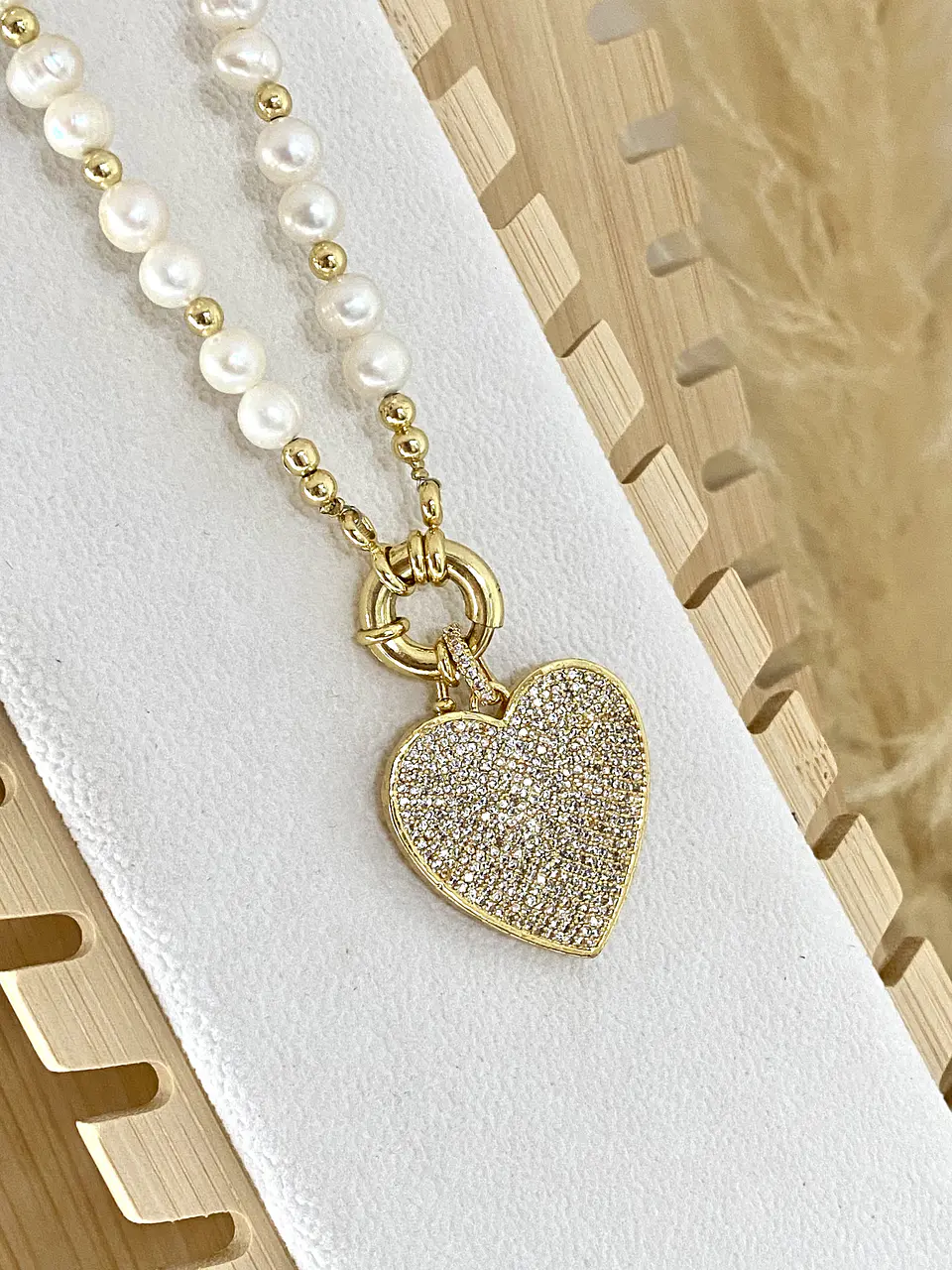 Collar Perlas Río Corazón Circones  2