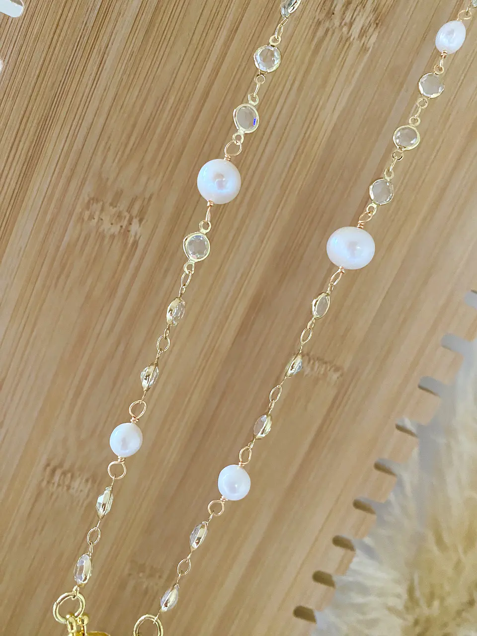 Maxi Collar Perlas y Cristales Corazón Circones  3