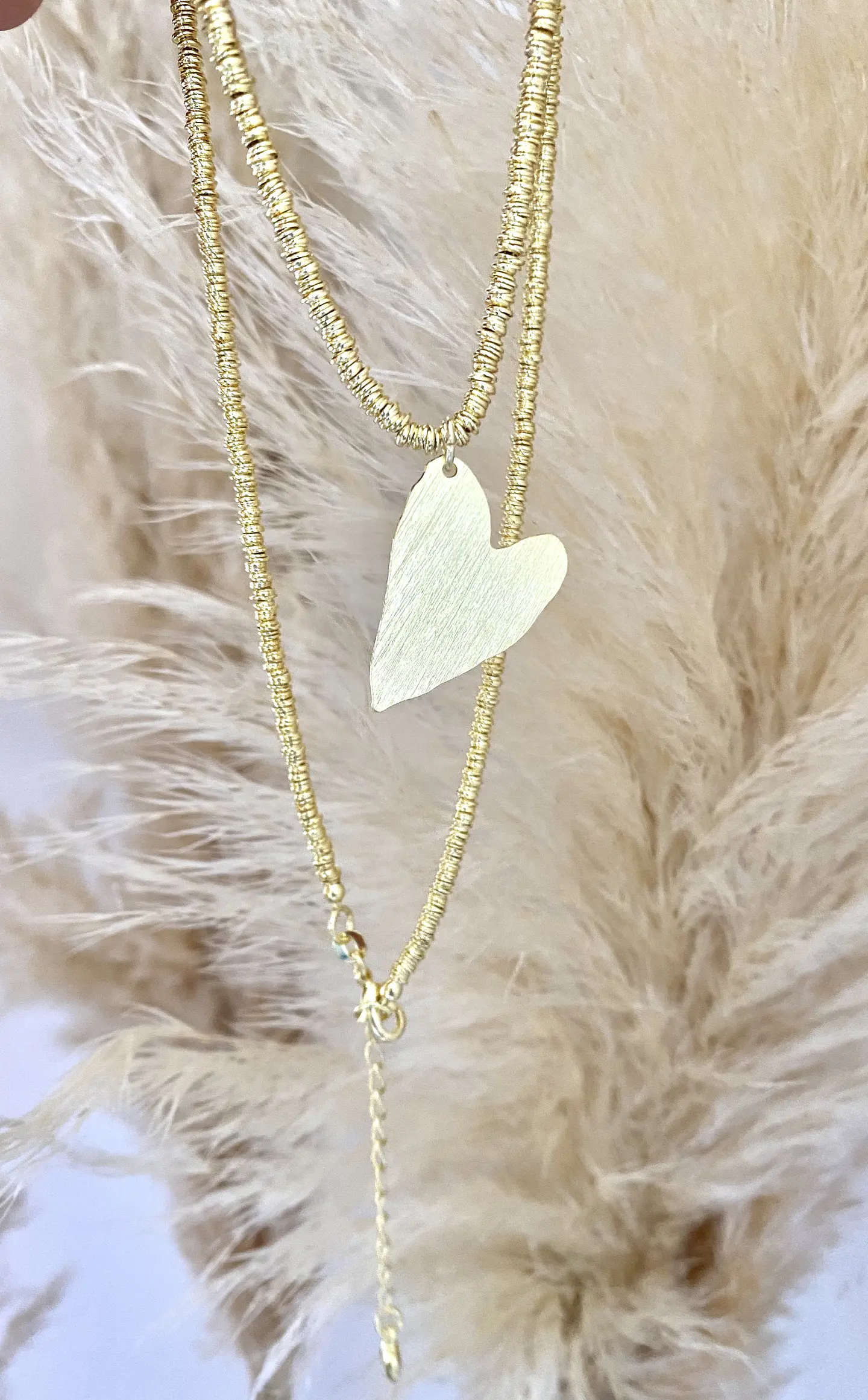 Collar Mostacilla Tubo Gold Corazon 1