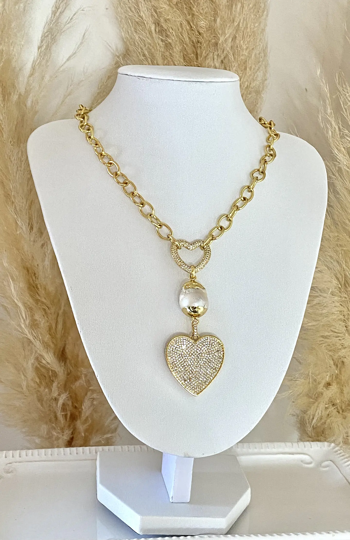 Collar Mix Corazones y Perla  2