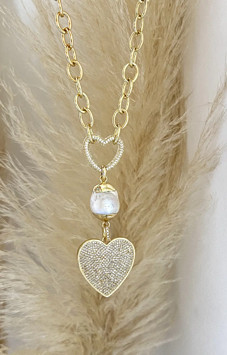 Collar Mix Corazones y Perla  1