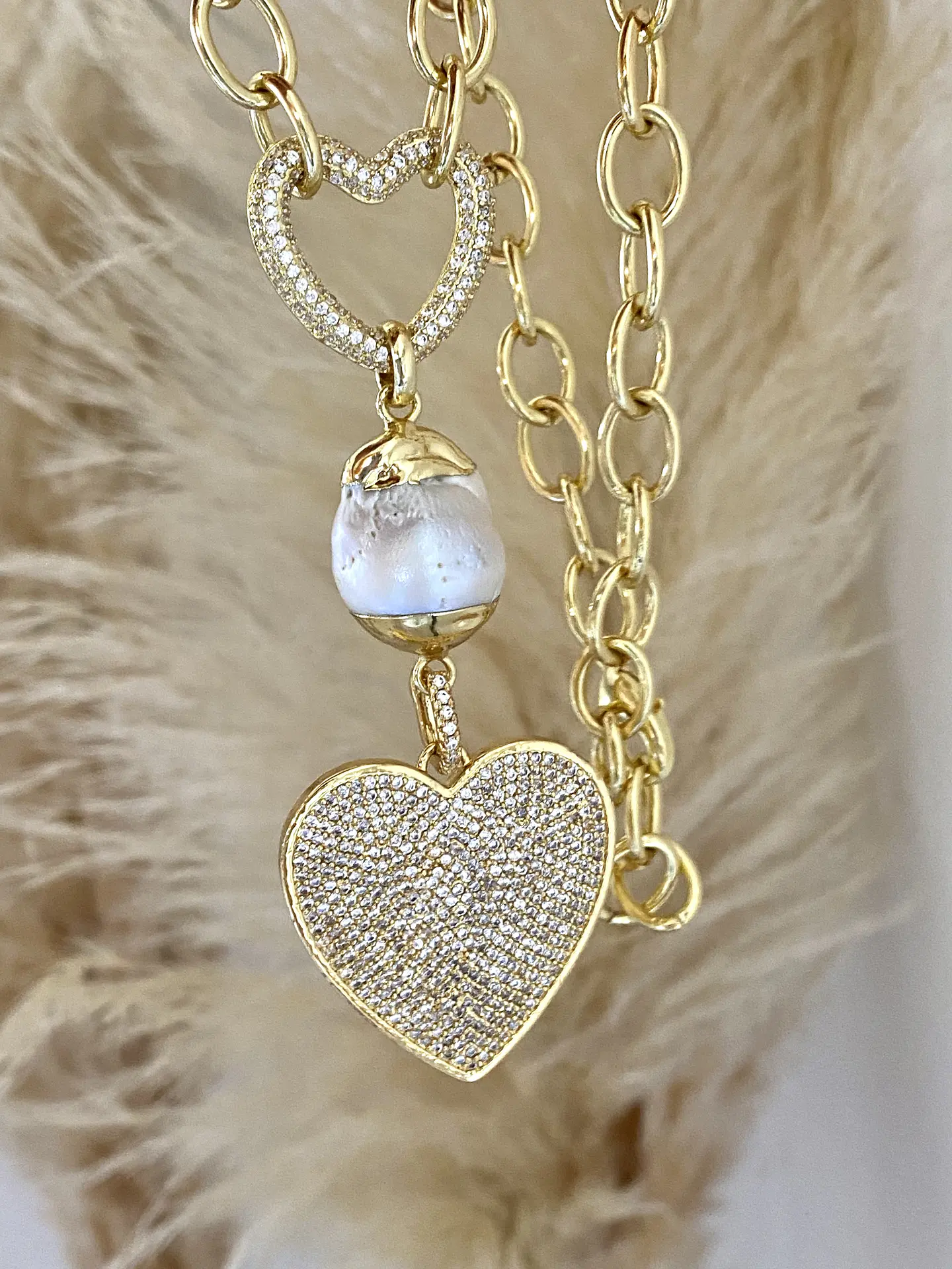 Collar Mix Corazones y Perla  3