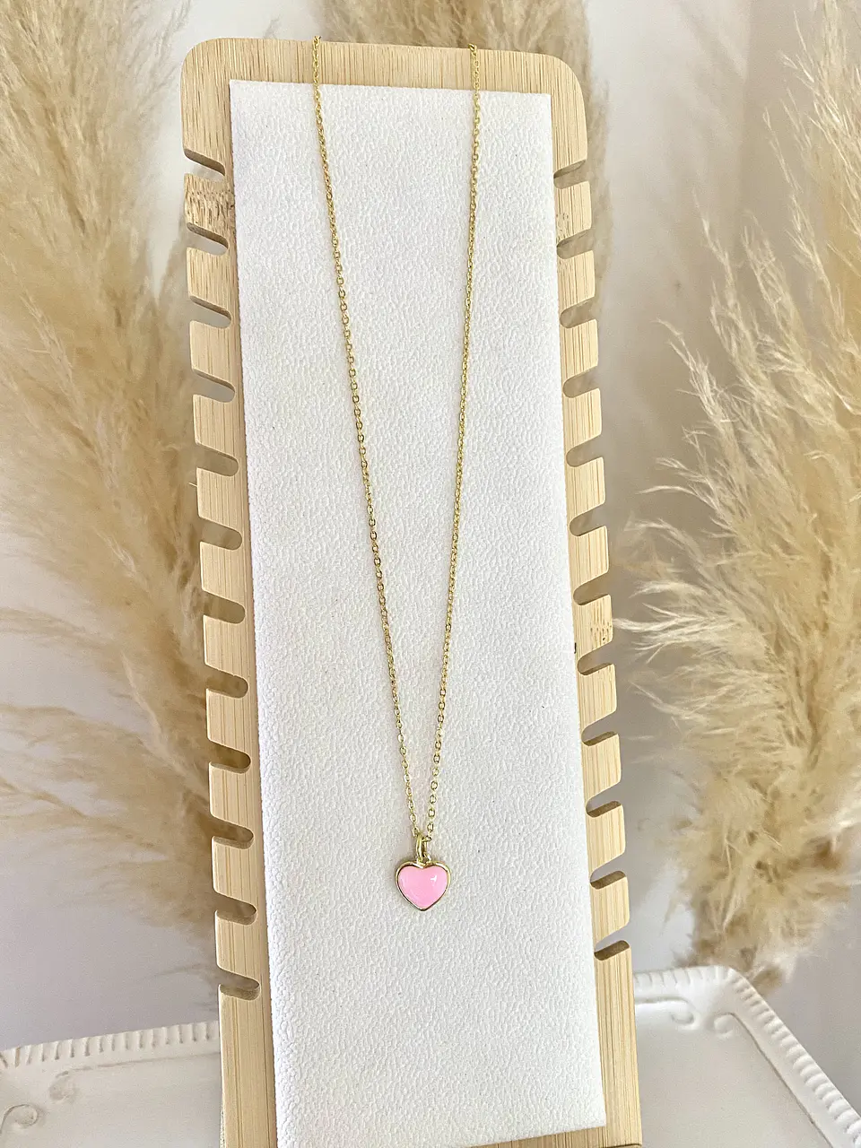 Cadena Corazón Reversible Pink y Dorado  4