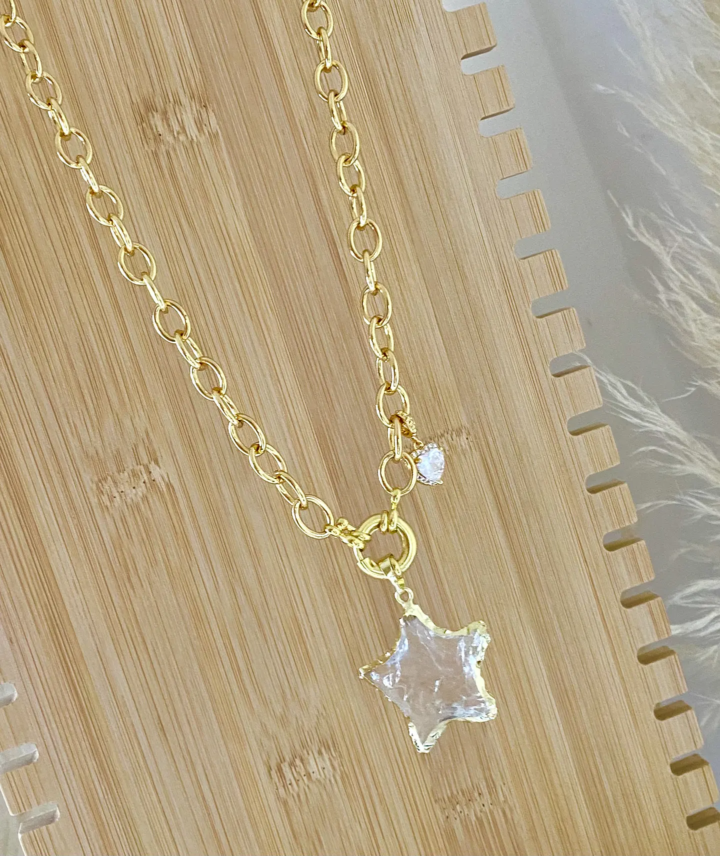 Collar Estrella Cuarzo punto luz Corazon cristal  2