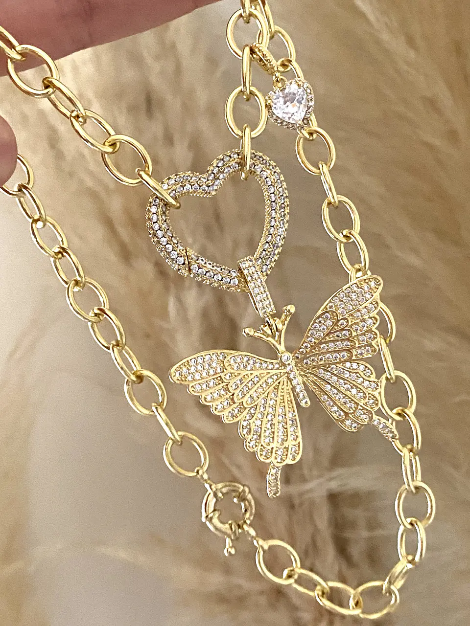 Collar Maxi Mariposa Conector Corazon Circones  1