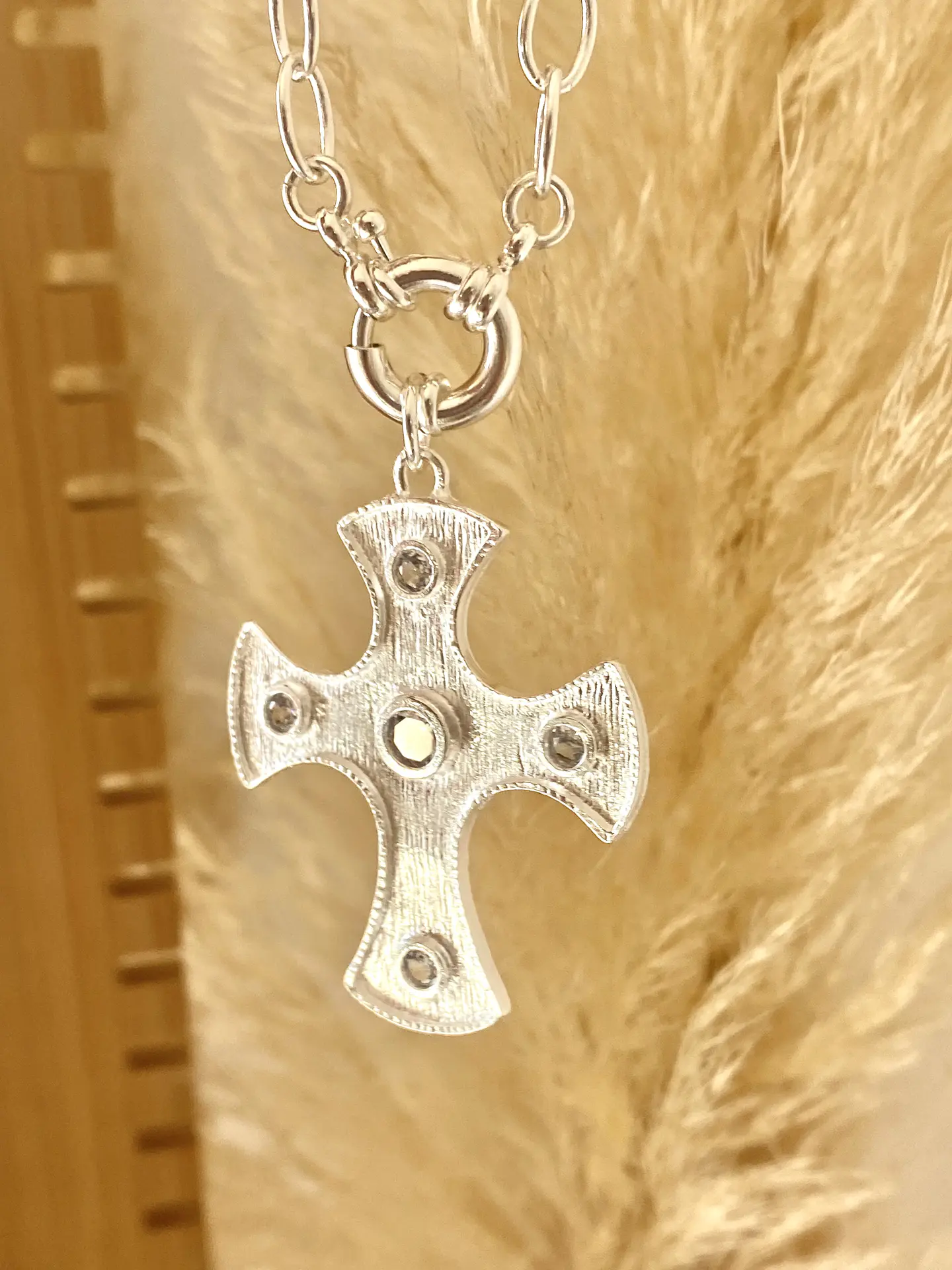 Maxi collar Cruz Incristacion Circones Silver   3