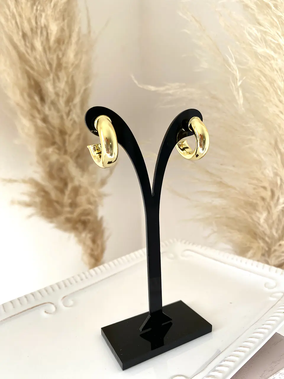 Aros Argolla Lisa Gruesa  20 mm enchape oro  3