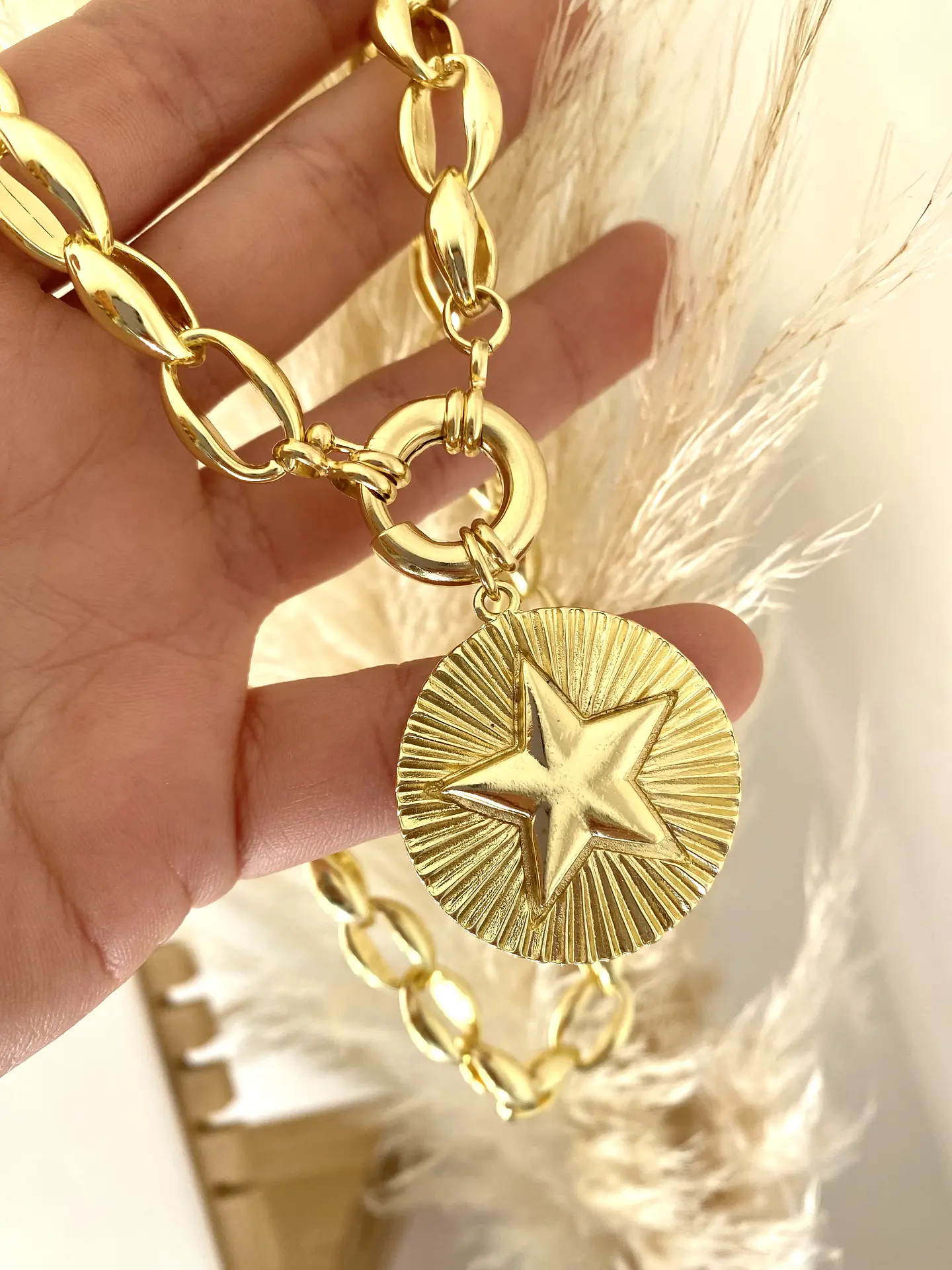 Collar Maxi Cadenón Medalla Estrella Grande 1